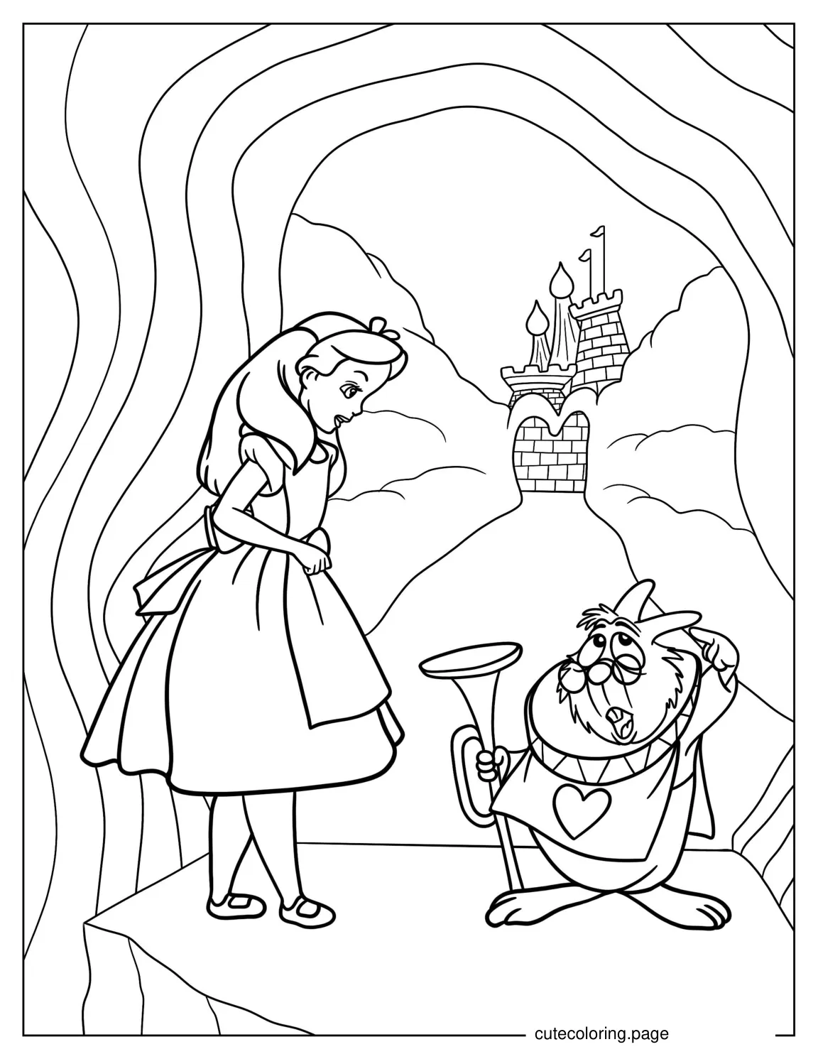 Coloring Page Of Alice With White Rabbit coloring page