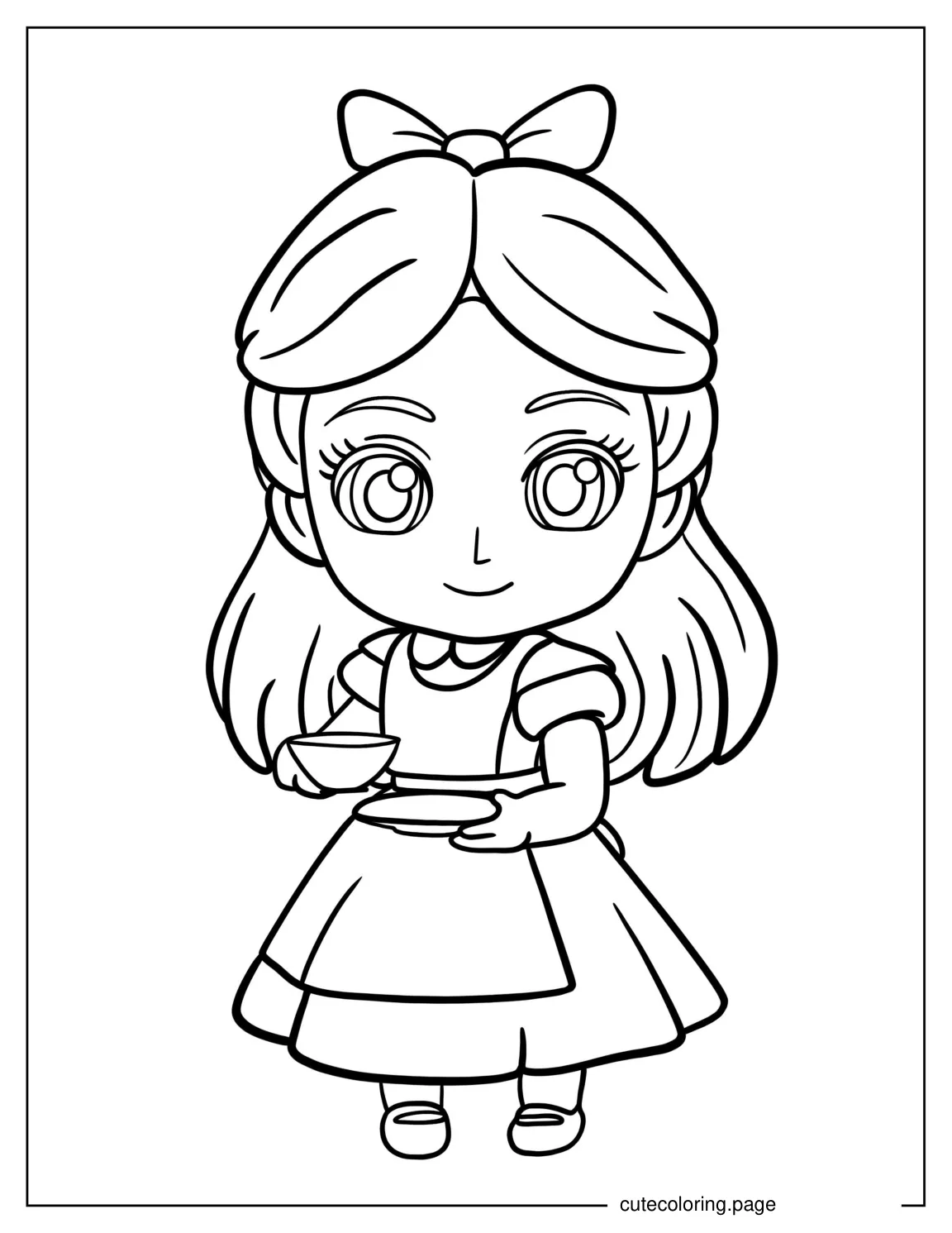 Cute Kawaii Alice In Wonderland To Color coloring page