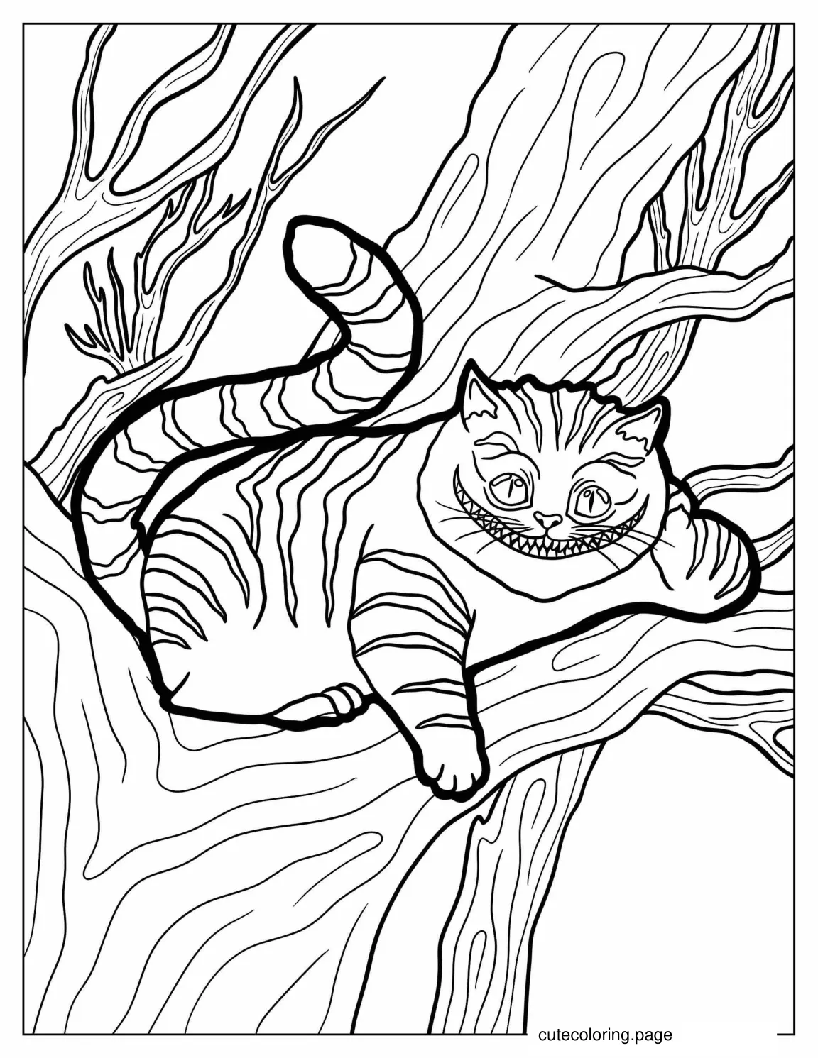 Detailed Cheshire Cat To Color coloring page