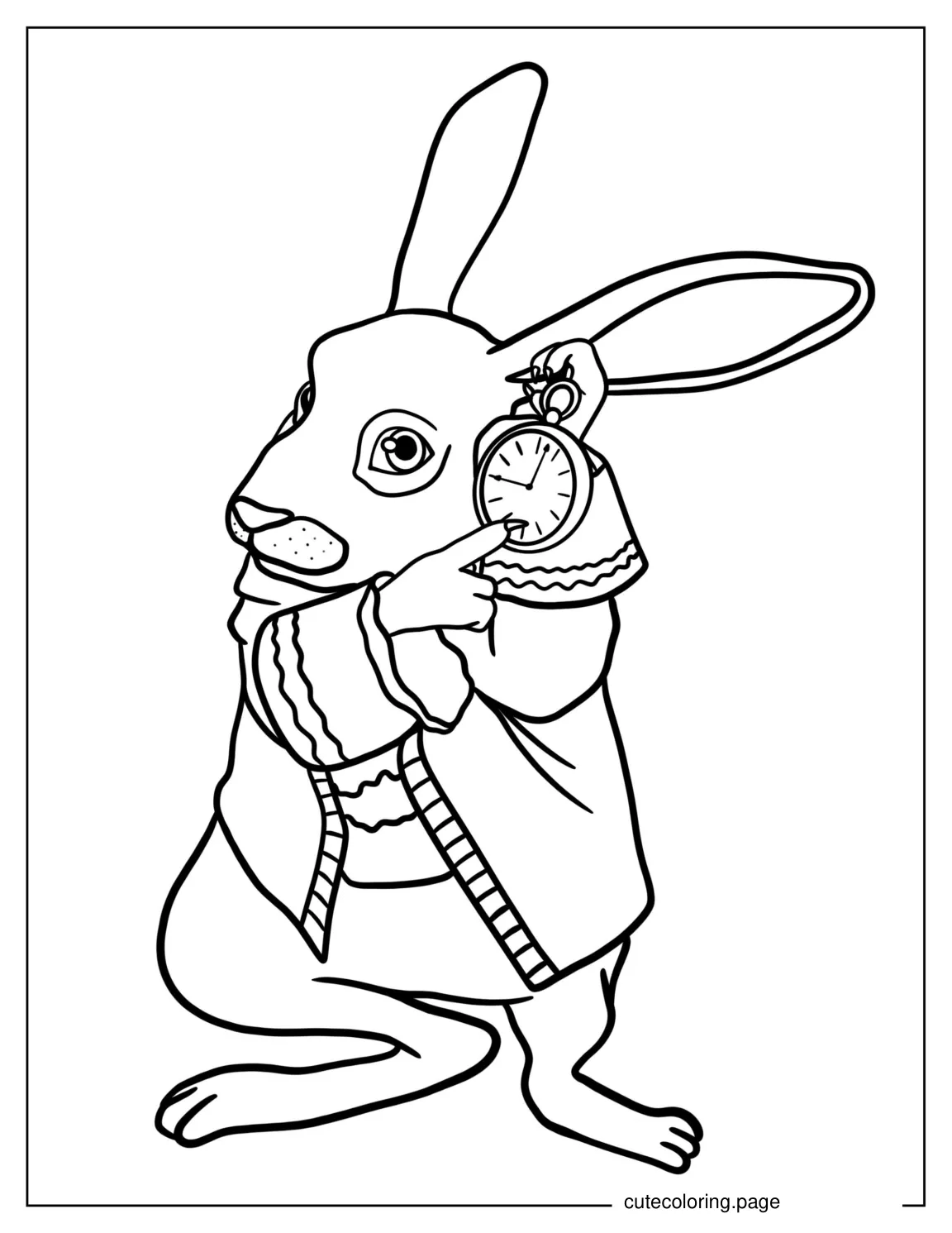 Easy Coloring Page Of White Rabbit For Kids coloring page