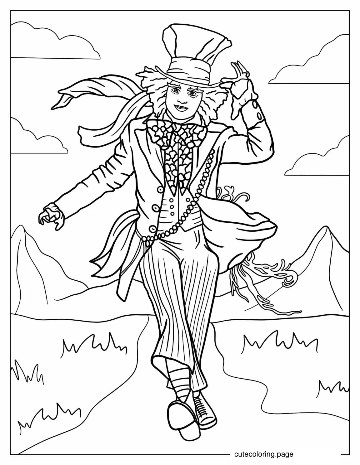 Jonny Depp Mad Hatter Coloring Page coloring page