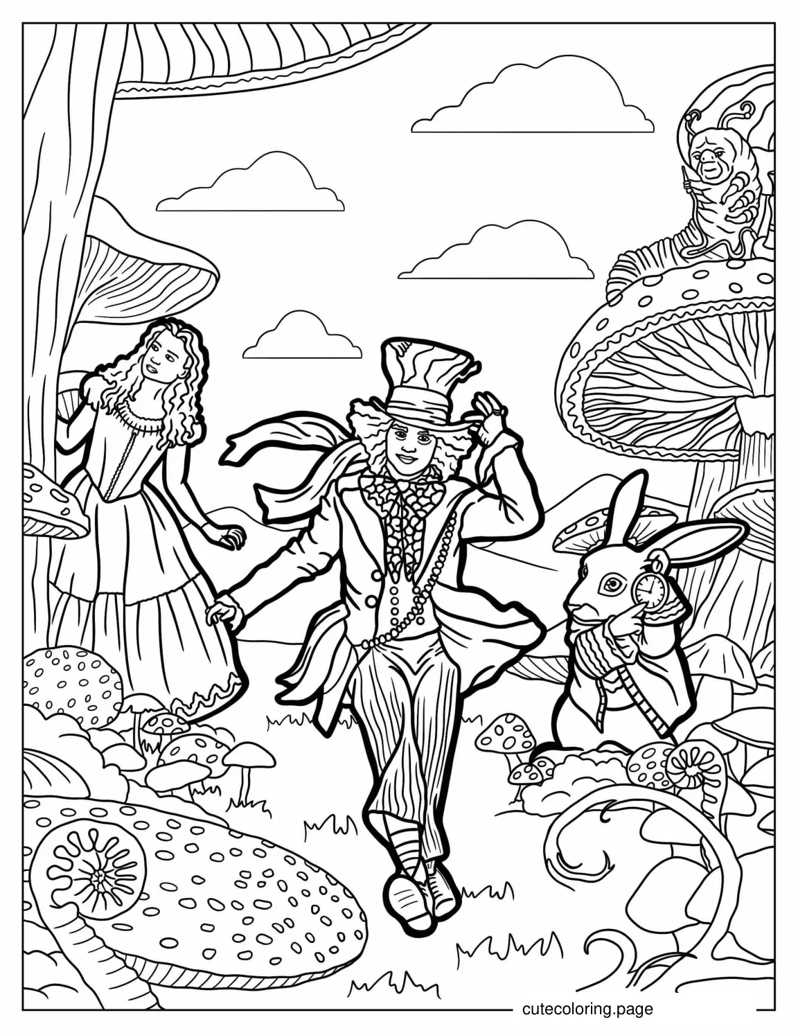 Time Burton Alice In Wonderland Coloring Page coloring page