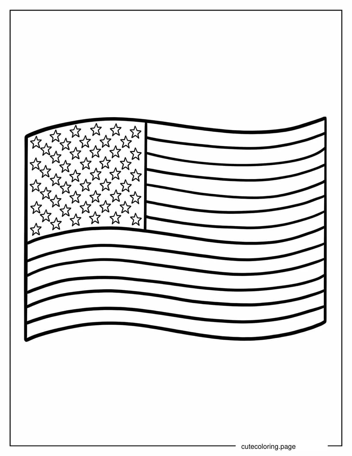 Outline of American Flag for Preschoolers coloring page