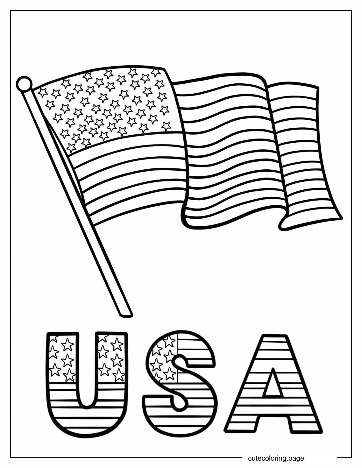 Simple Coloring Page of USA Flag coloring page