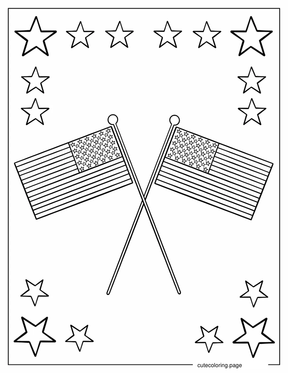 Two Flaglets of American Flag  coloring page