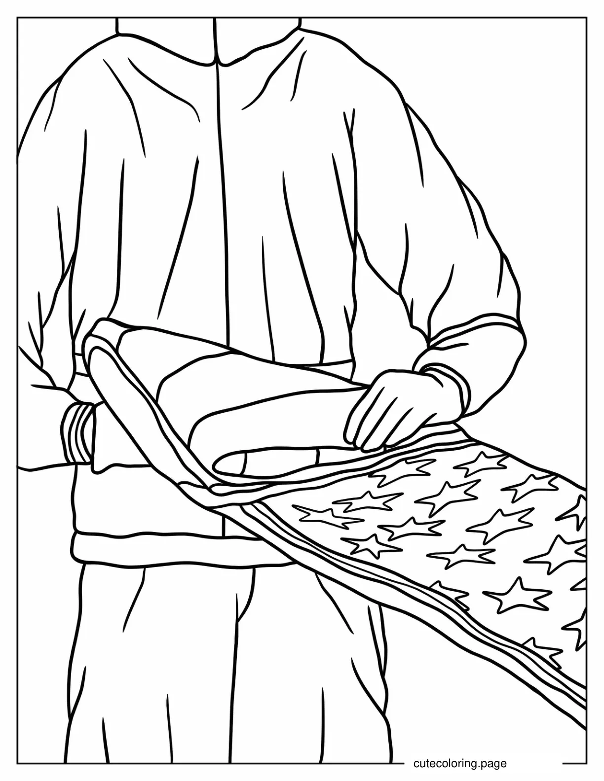 US Serviceman Folder American Flag coloring page