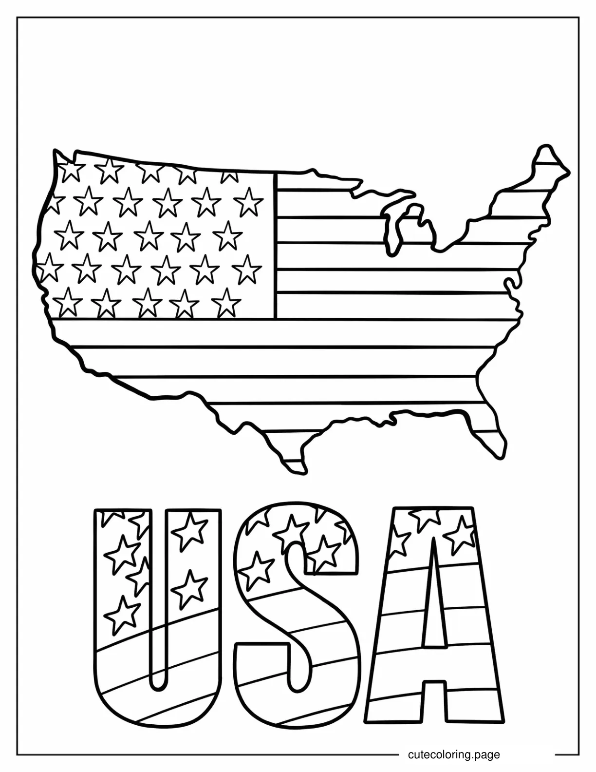 USA Flag in the Shape of North America  coloring page