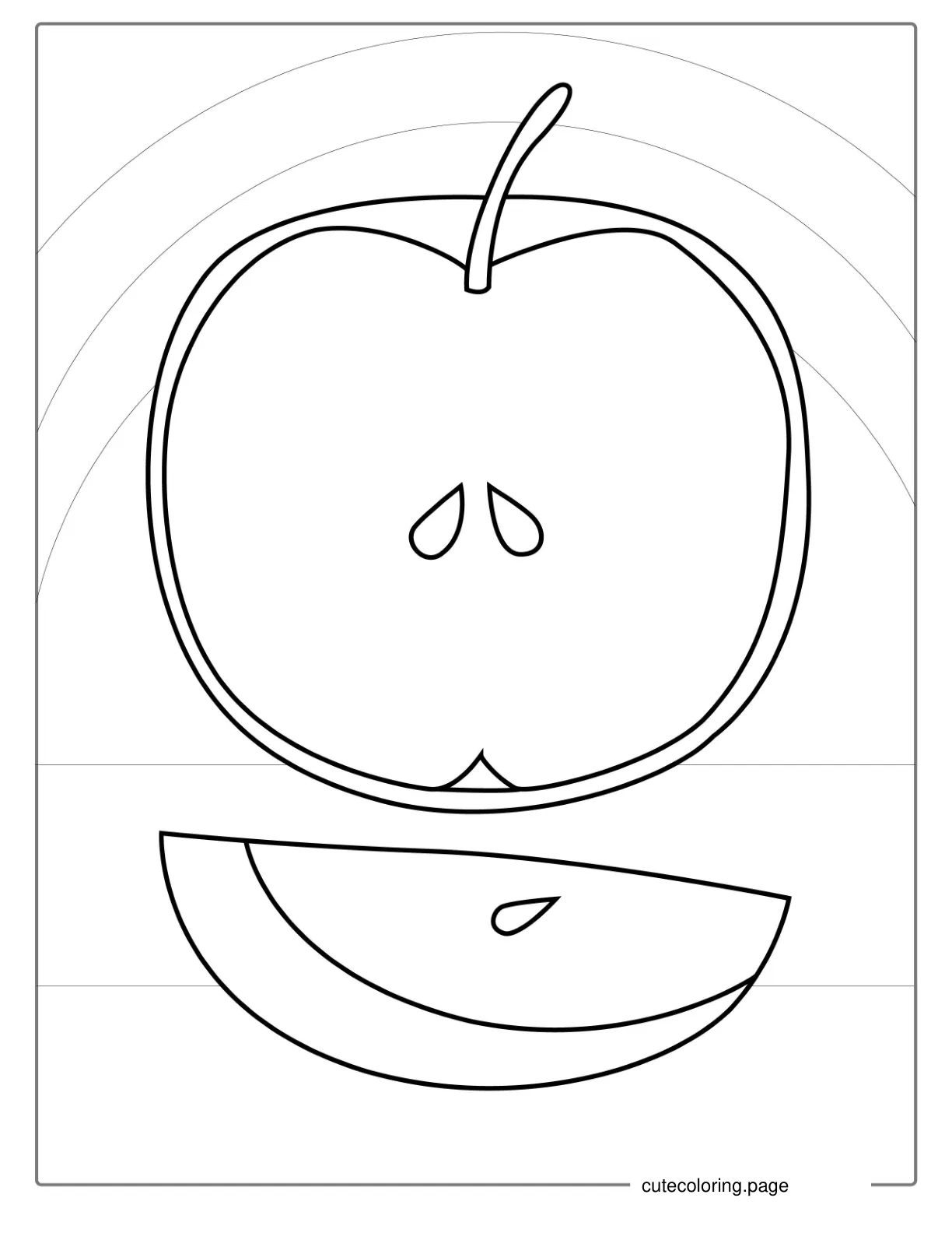 Apple Cut In Half With Seeds Coloring Sheet coloring page