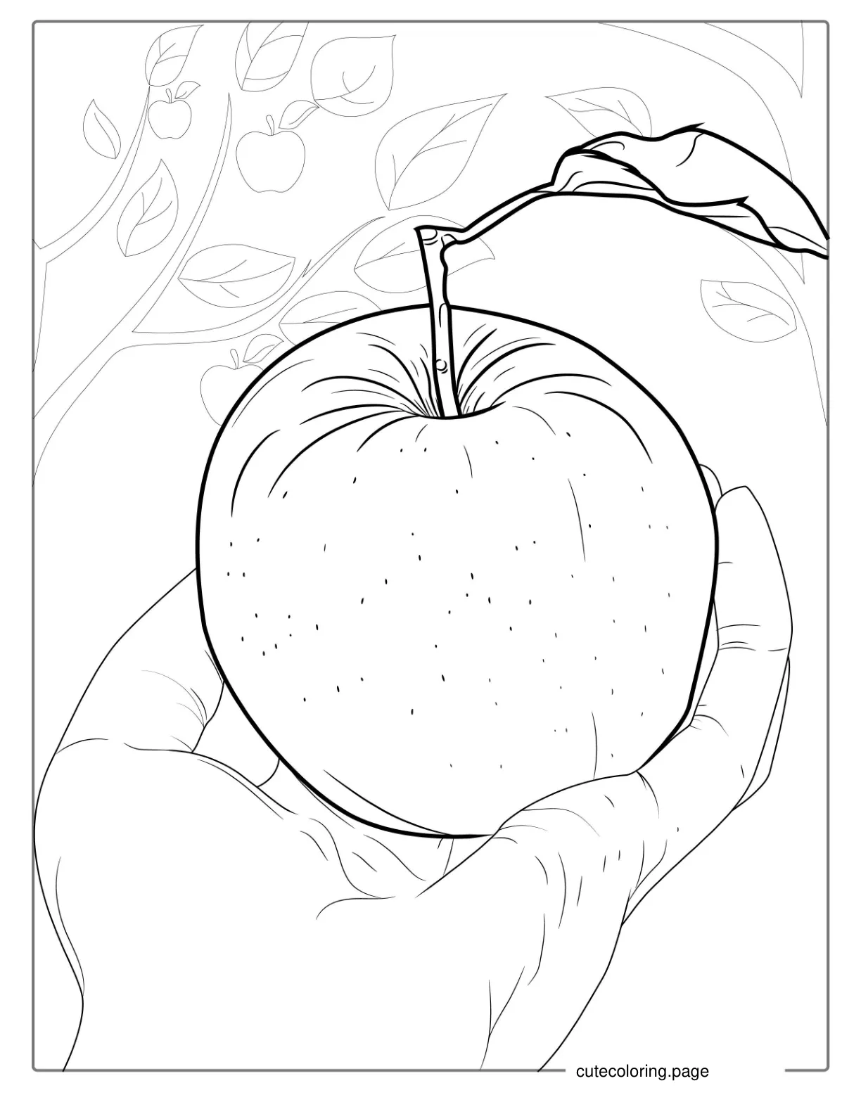 Hand Holding A Red Delicious For Coloring coloring page