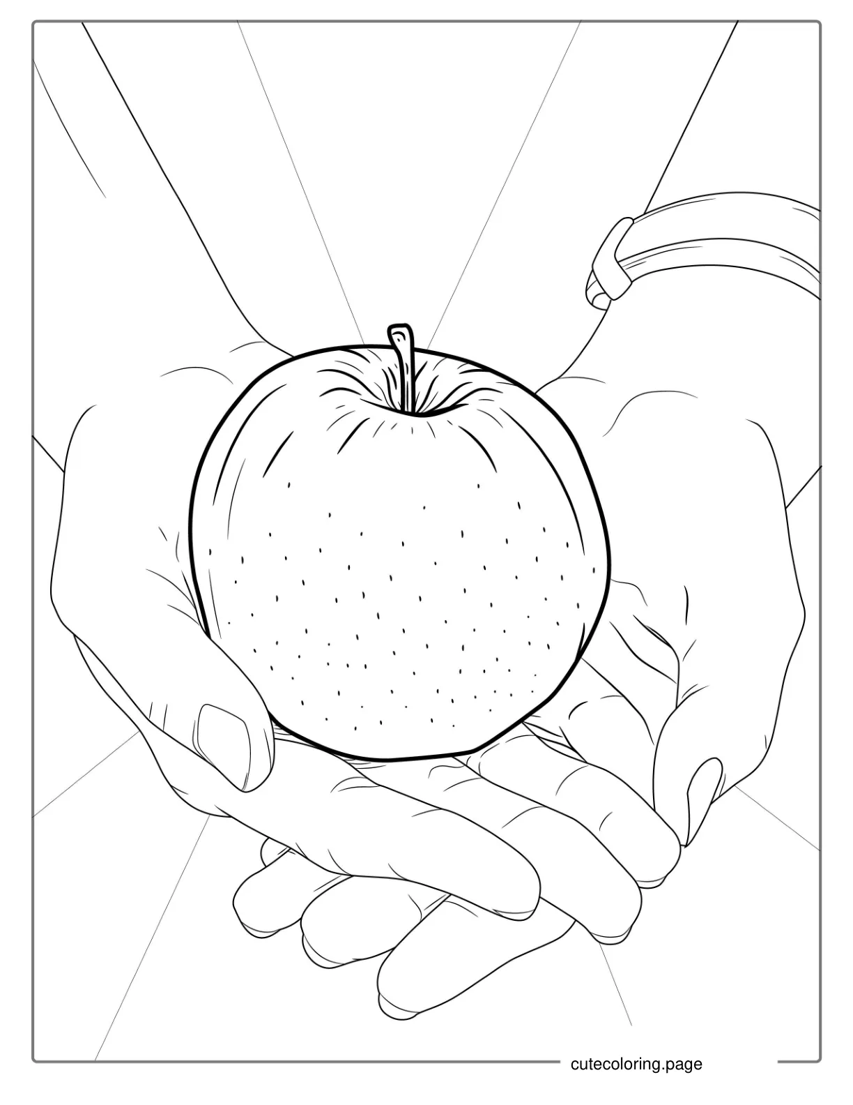 Hands Holding Mcintosh Apple Coloring Sheet coloring page