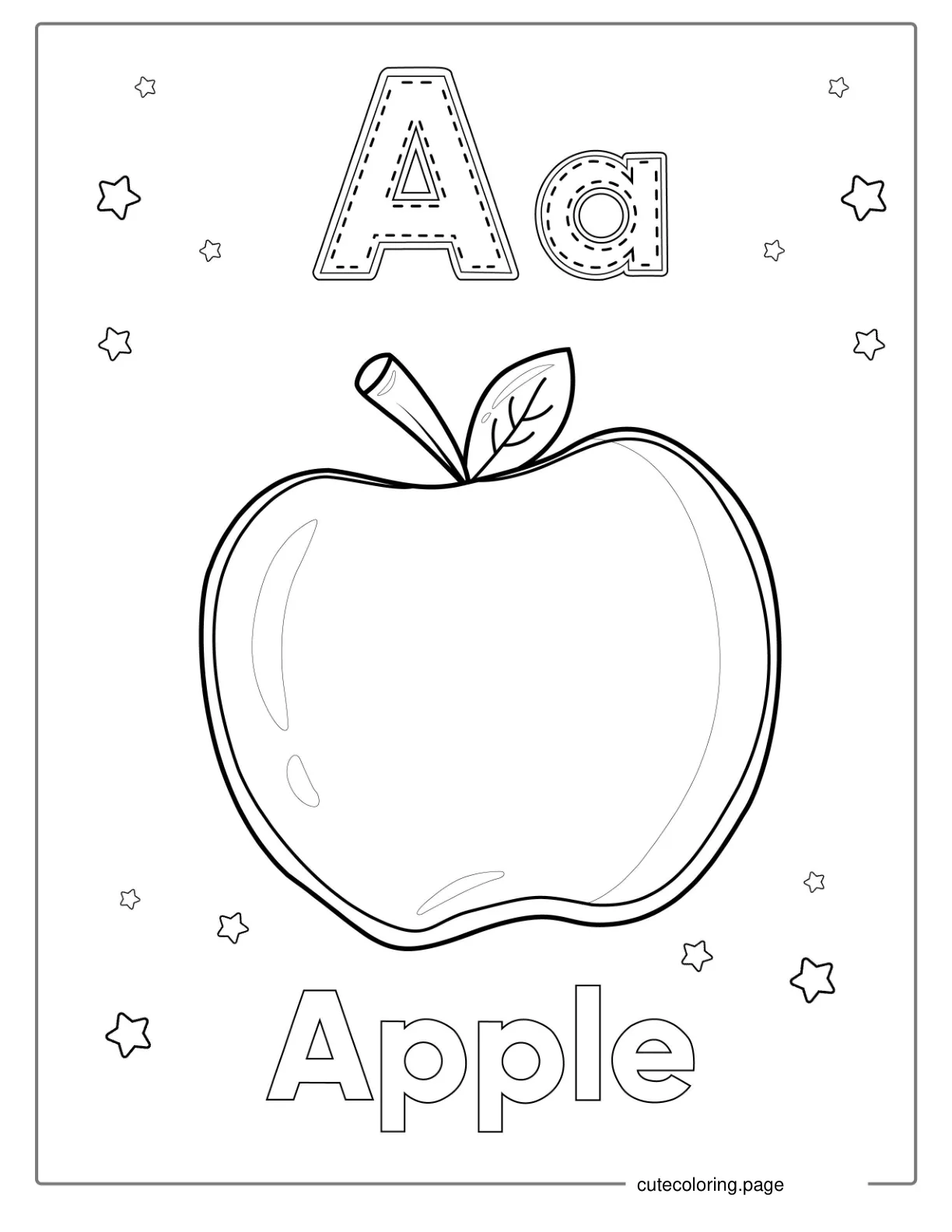 Letter A Apple Tracing Worksheet To Color coloring page