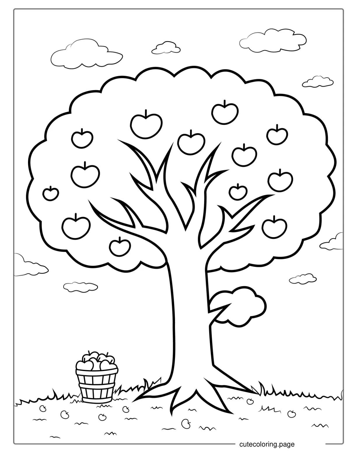 Outline Of Apple Trees For Kids coloring page