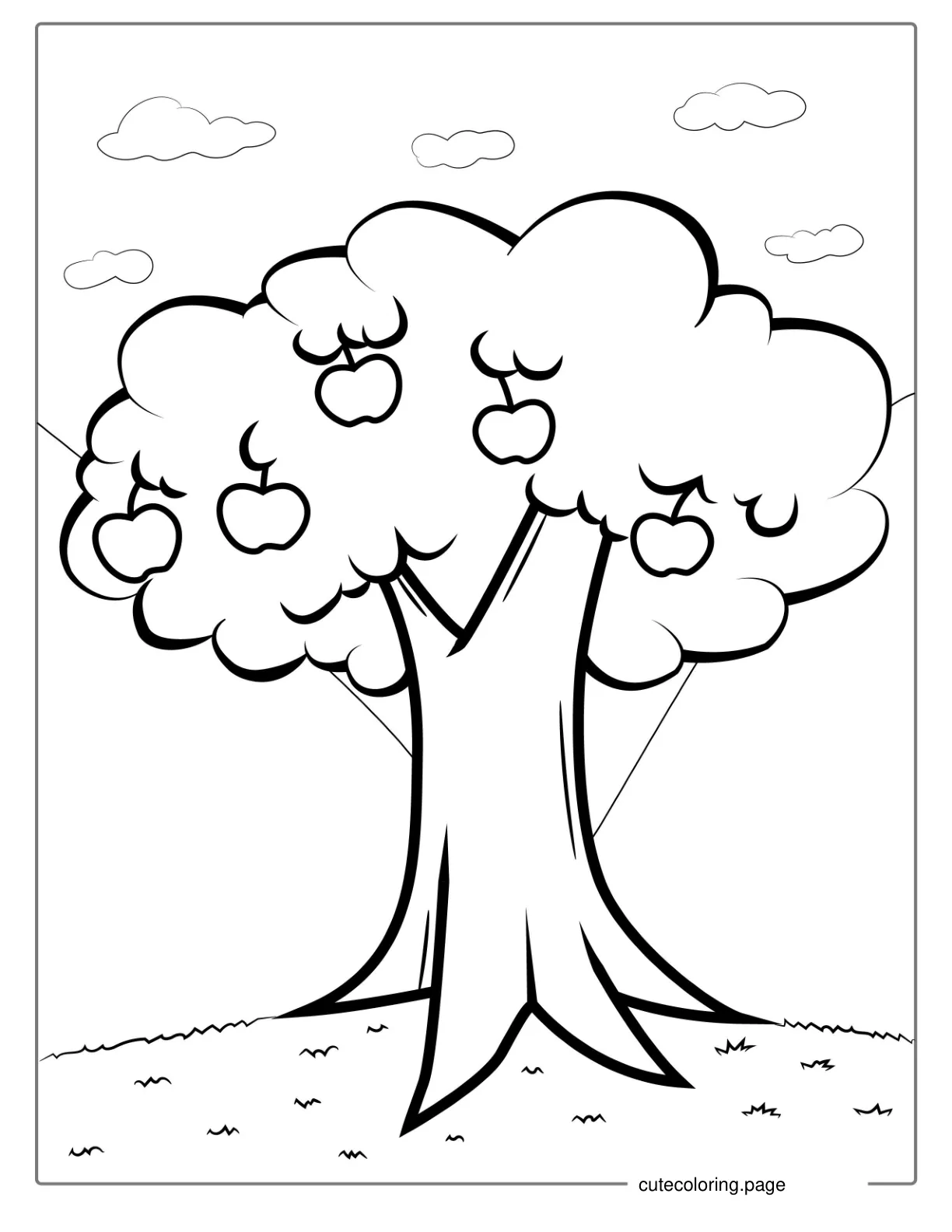 Simple Apple Tree Coloring Page For Kids coloring page