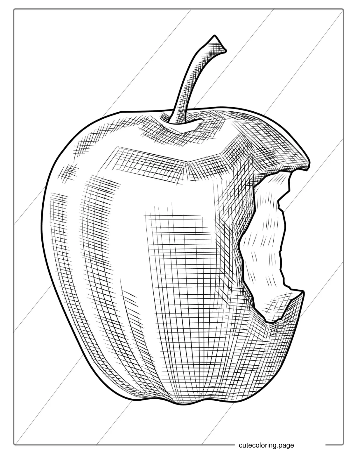 Sketch Of An Apple Coloring Page coloring page