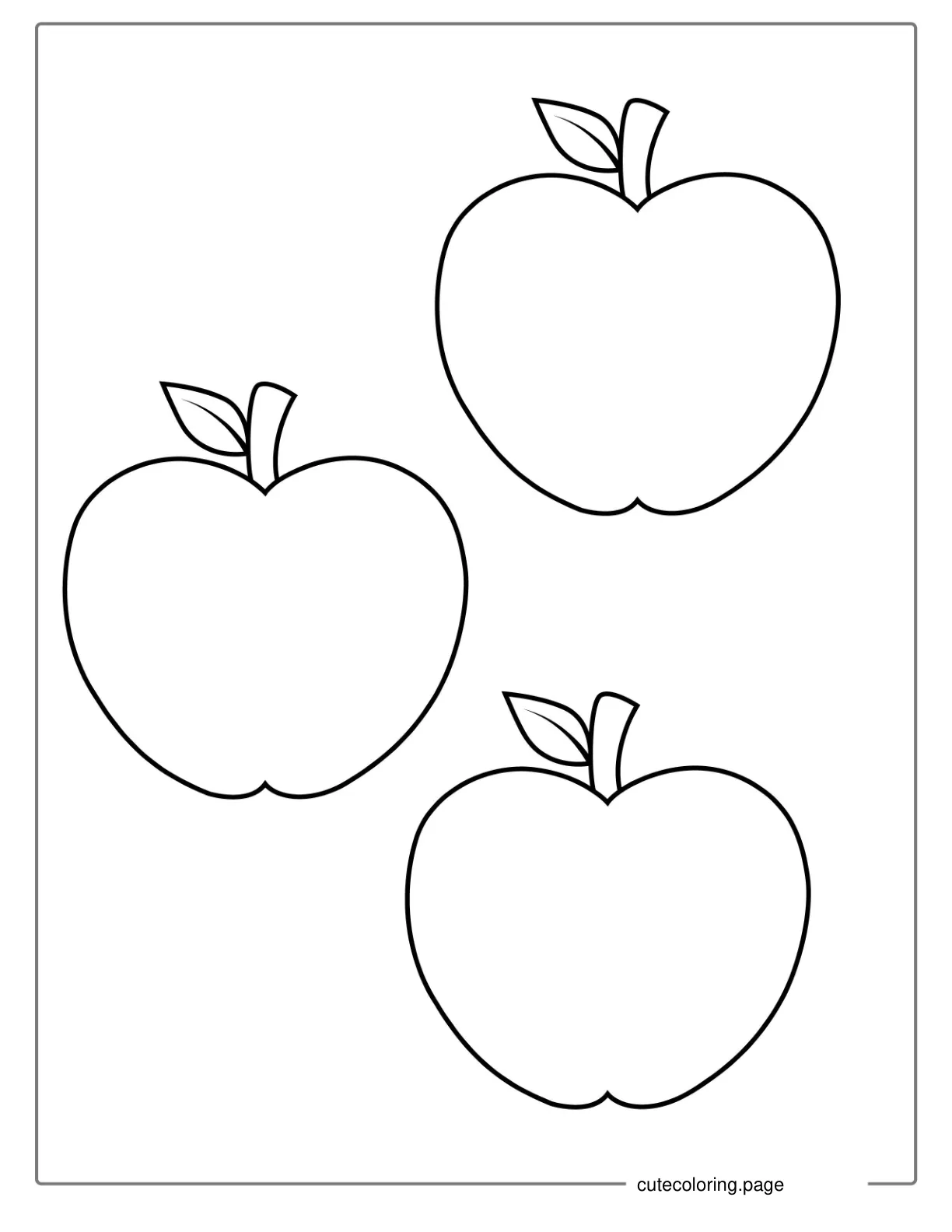 Three Apple Outline Template And Coloring coloring page