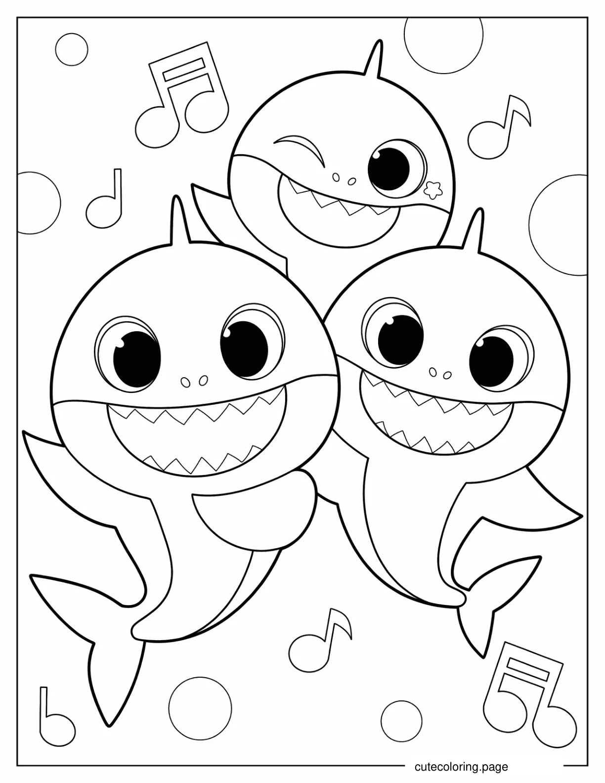 Baby Shark With Daddy And Mommy Shark Coloring In coloring page