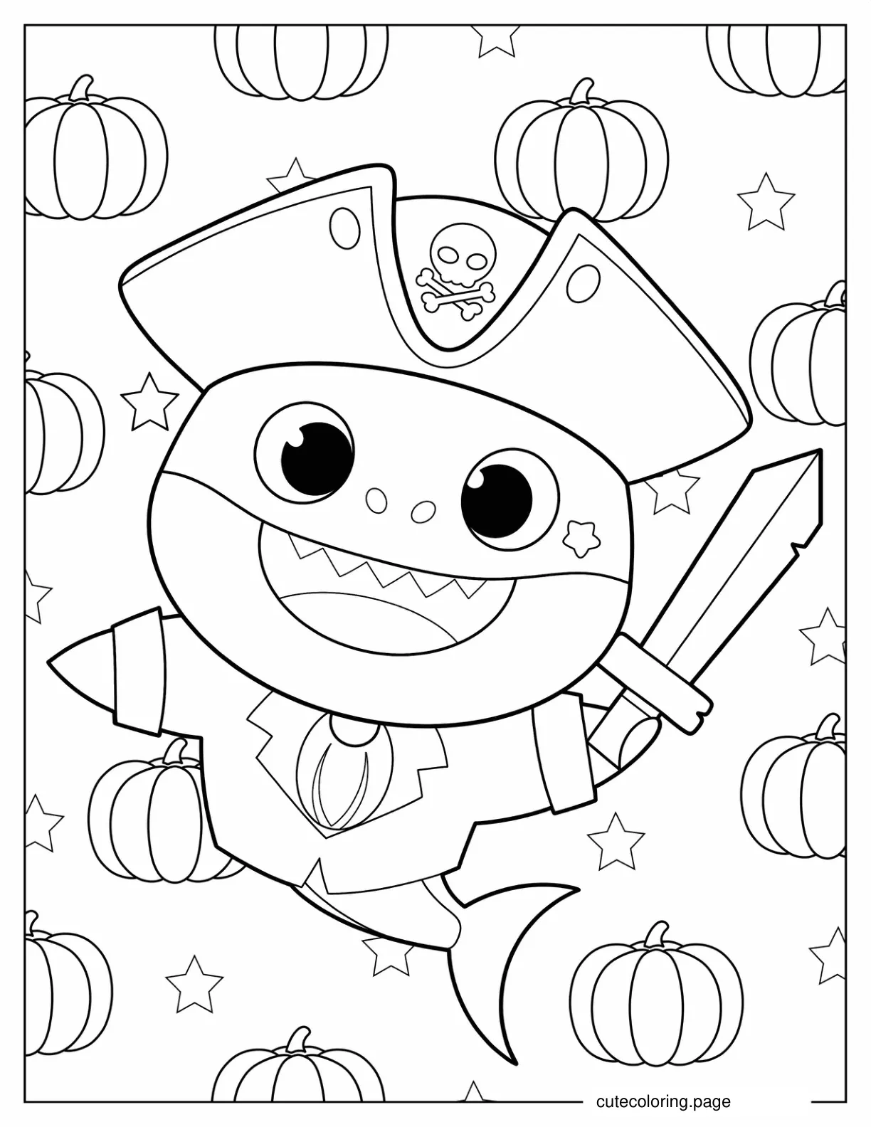 Coloring Page Of Pirate Baby Shark coloring page