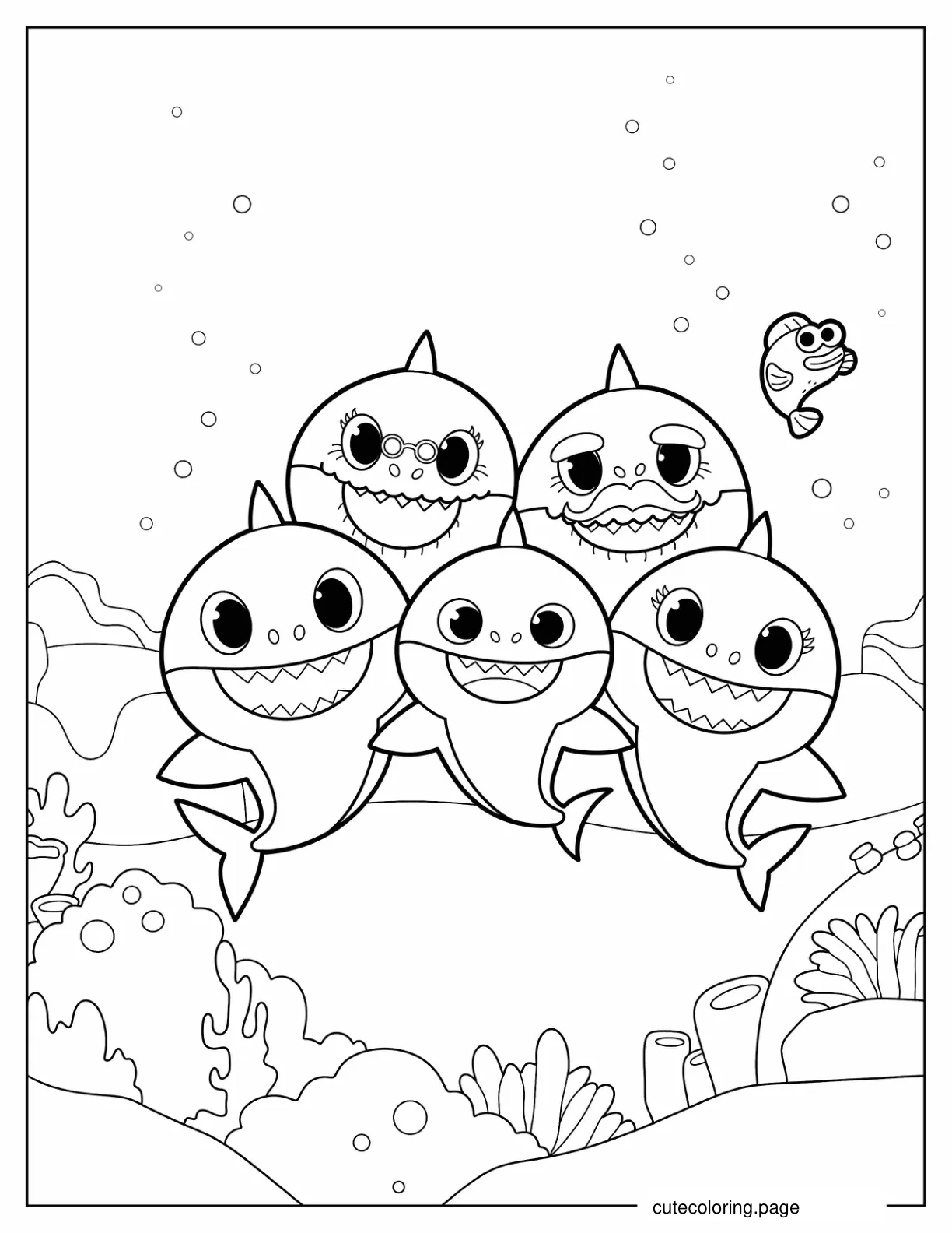 Coloring Sheet Of Baby Shark Family With William coloring page