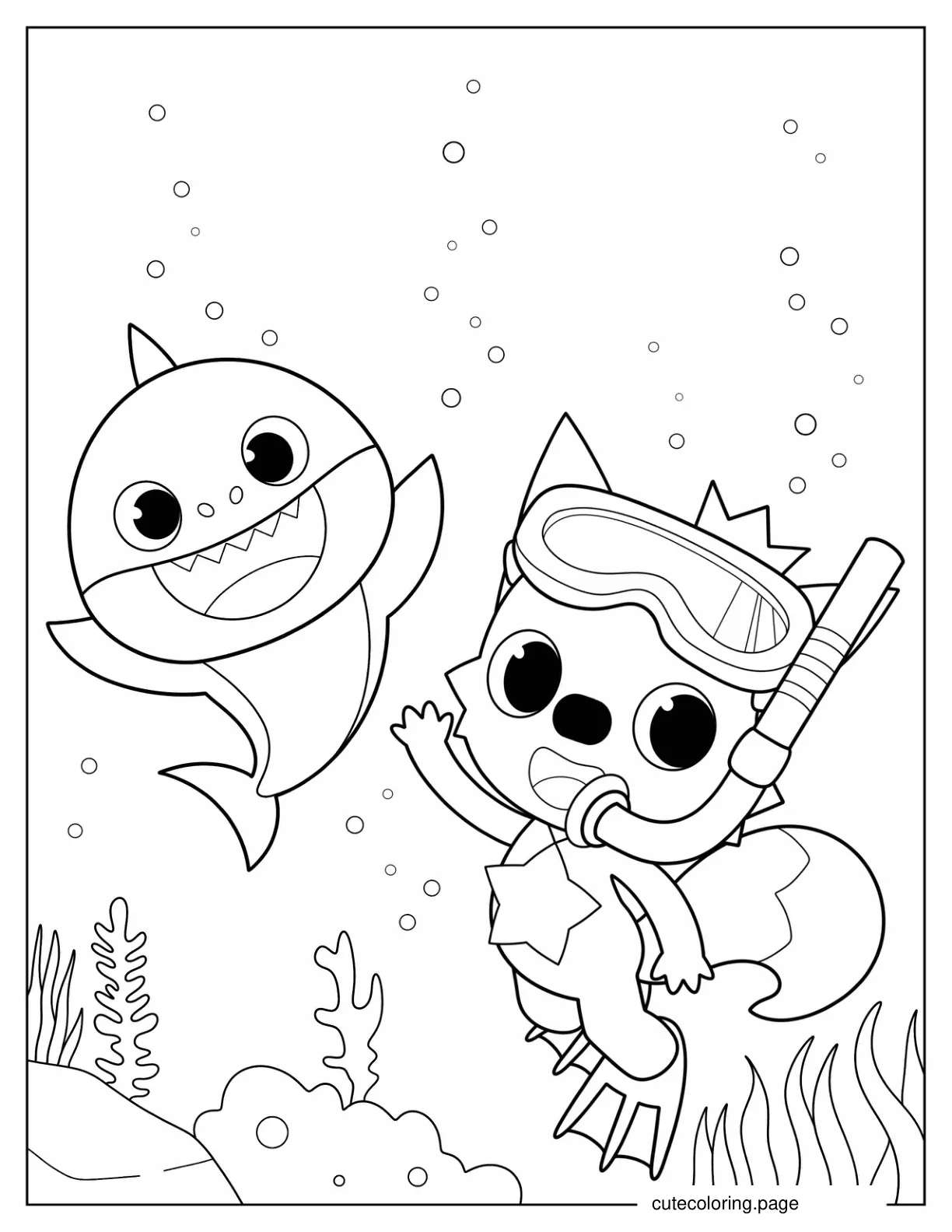 Cute Baby Shark And Pinkfong Coloring In coloring page