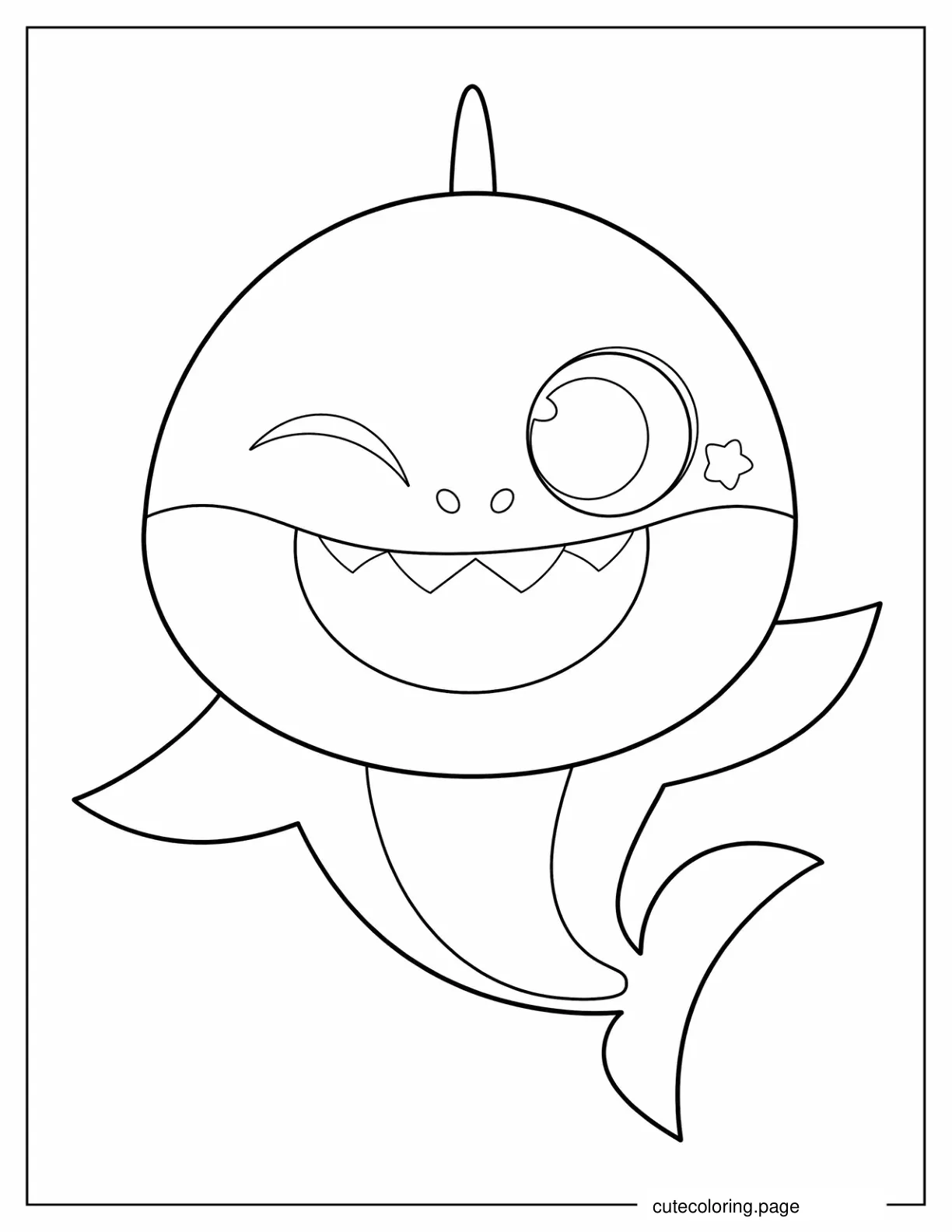 Easy Brooklyn Baby Shark Coloring In For Preschoolers coloring page