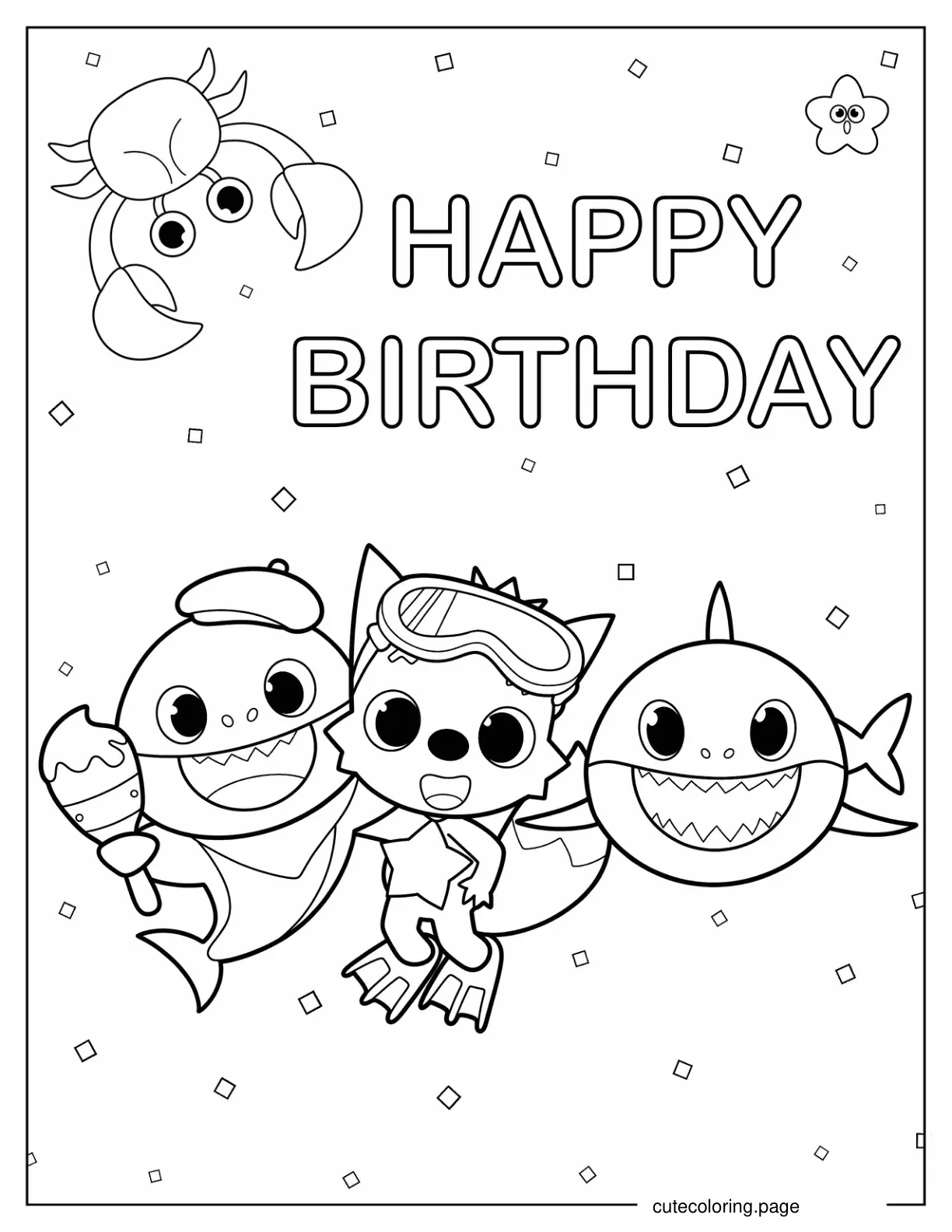 Happy Birthday Baby Shark Coloring Sheet coloring page