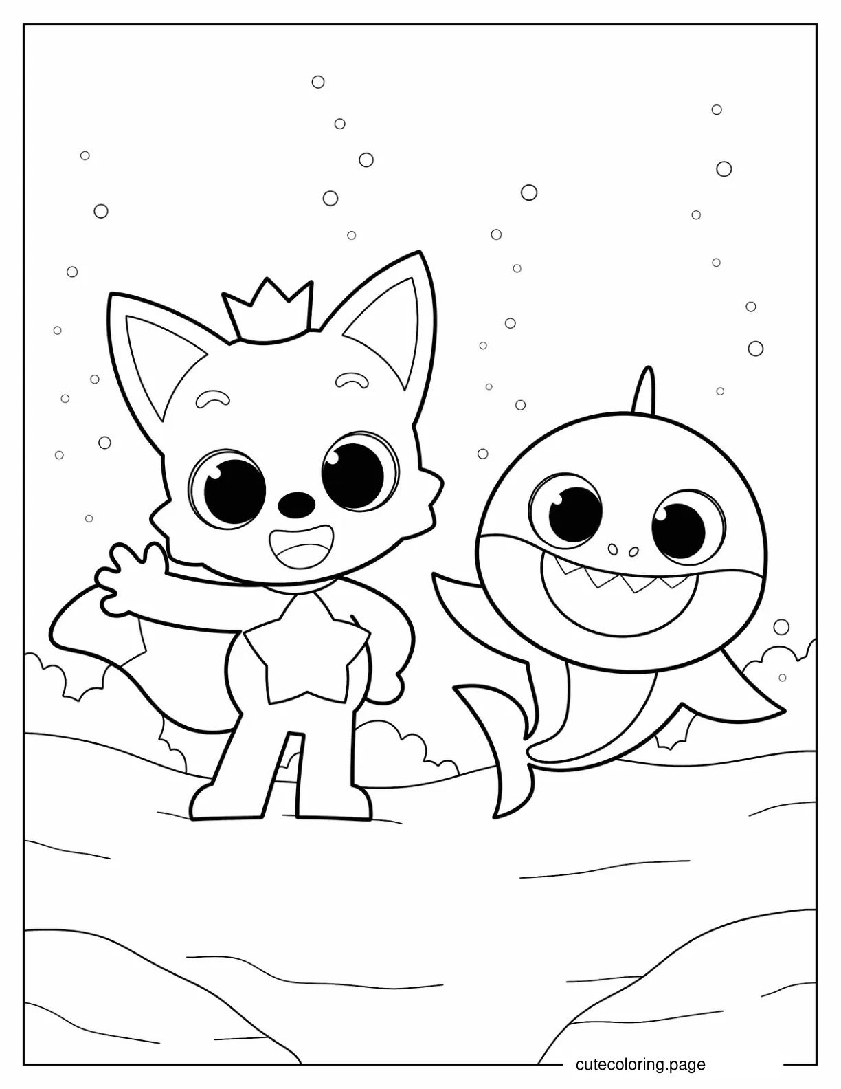 Pinkfong And Baby Shark Coloring In Preschoolers coloring page