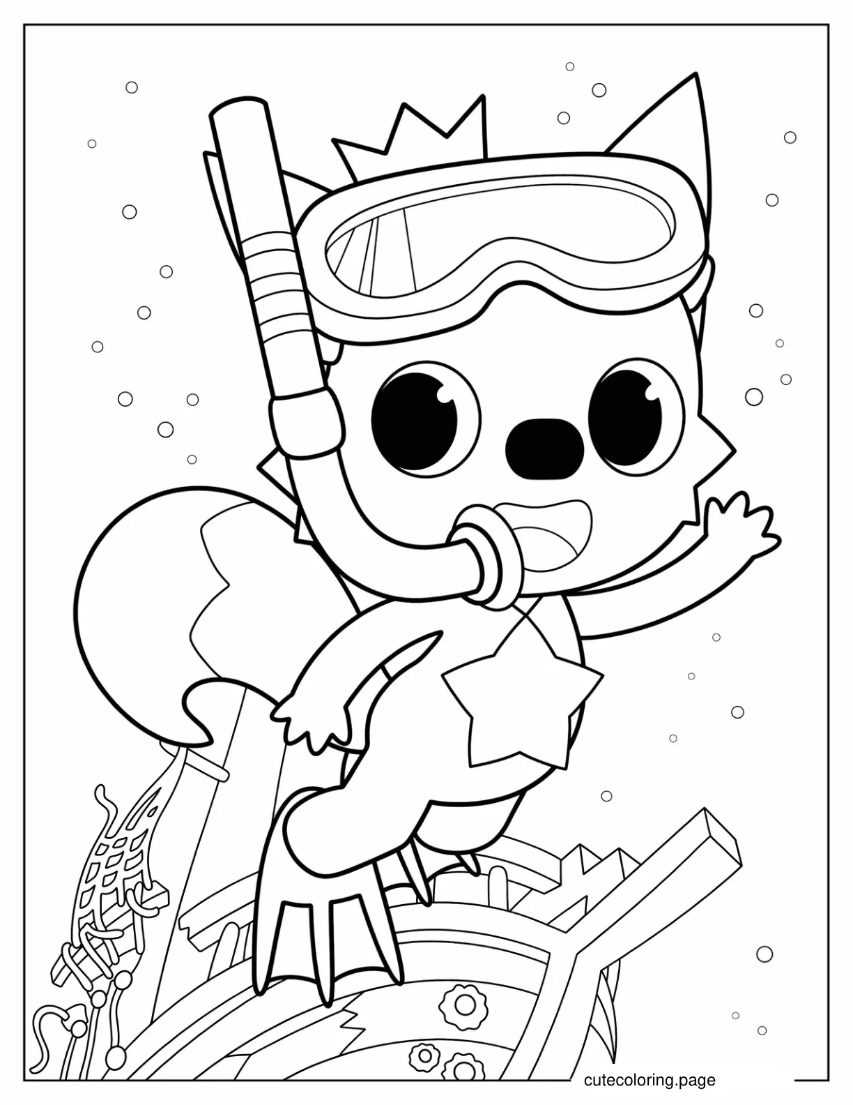 Pinkfong Cat Snorkeling Coloring Sheet coloring page