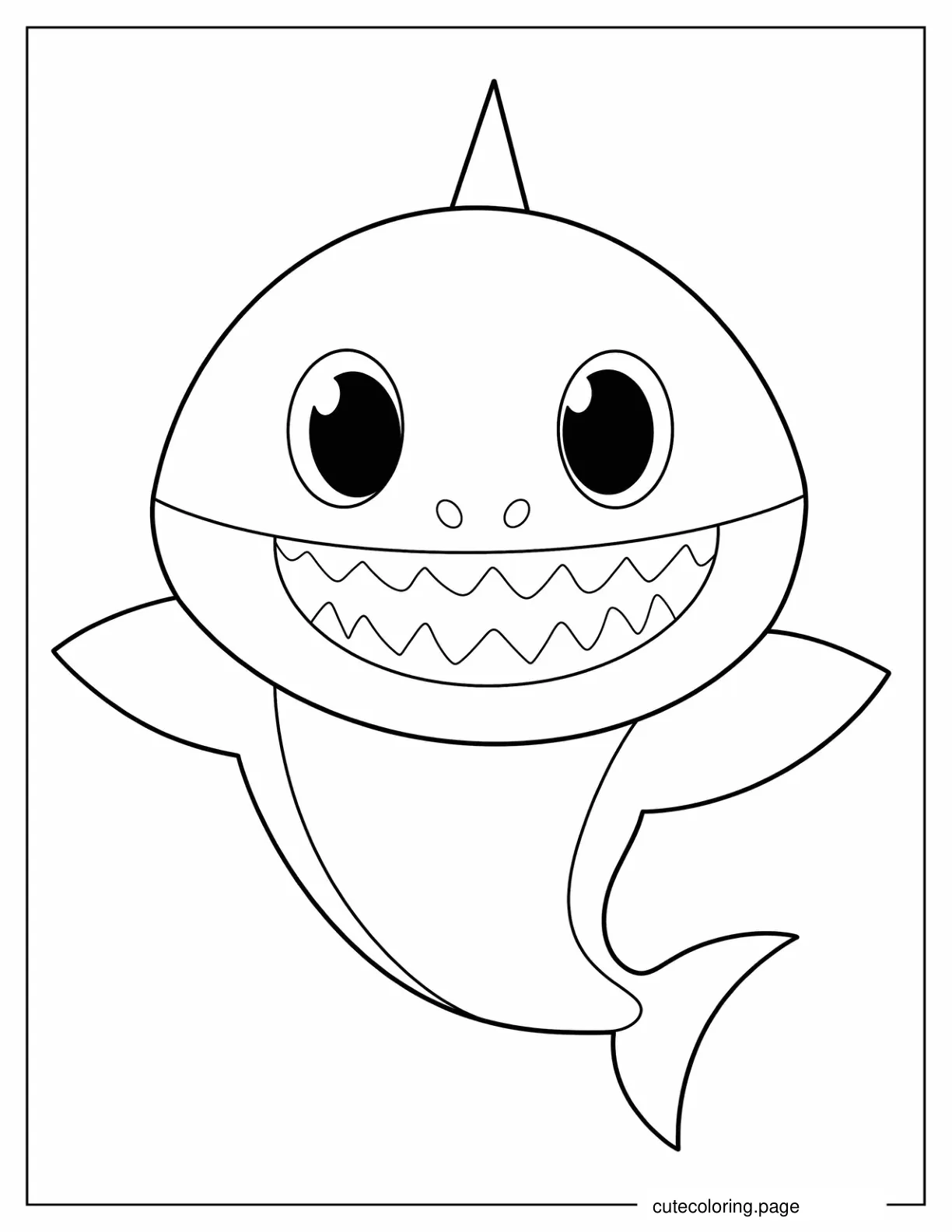 Simple Outline Of Daddy Shark For Preschoolers coloring page