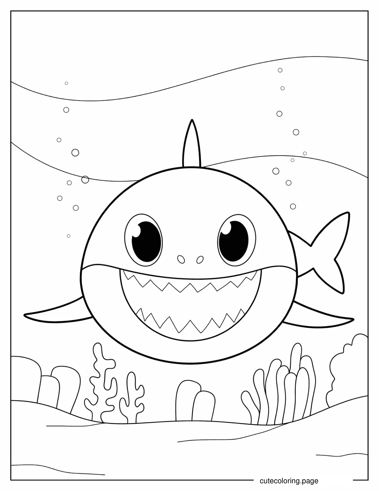 Smiling Daddy Shark coloring page