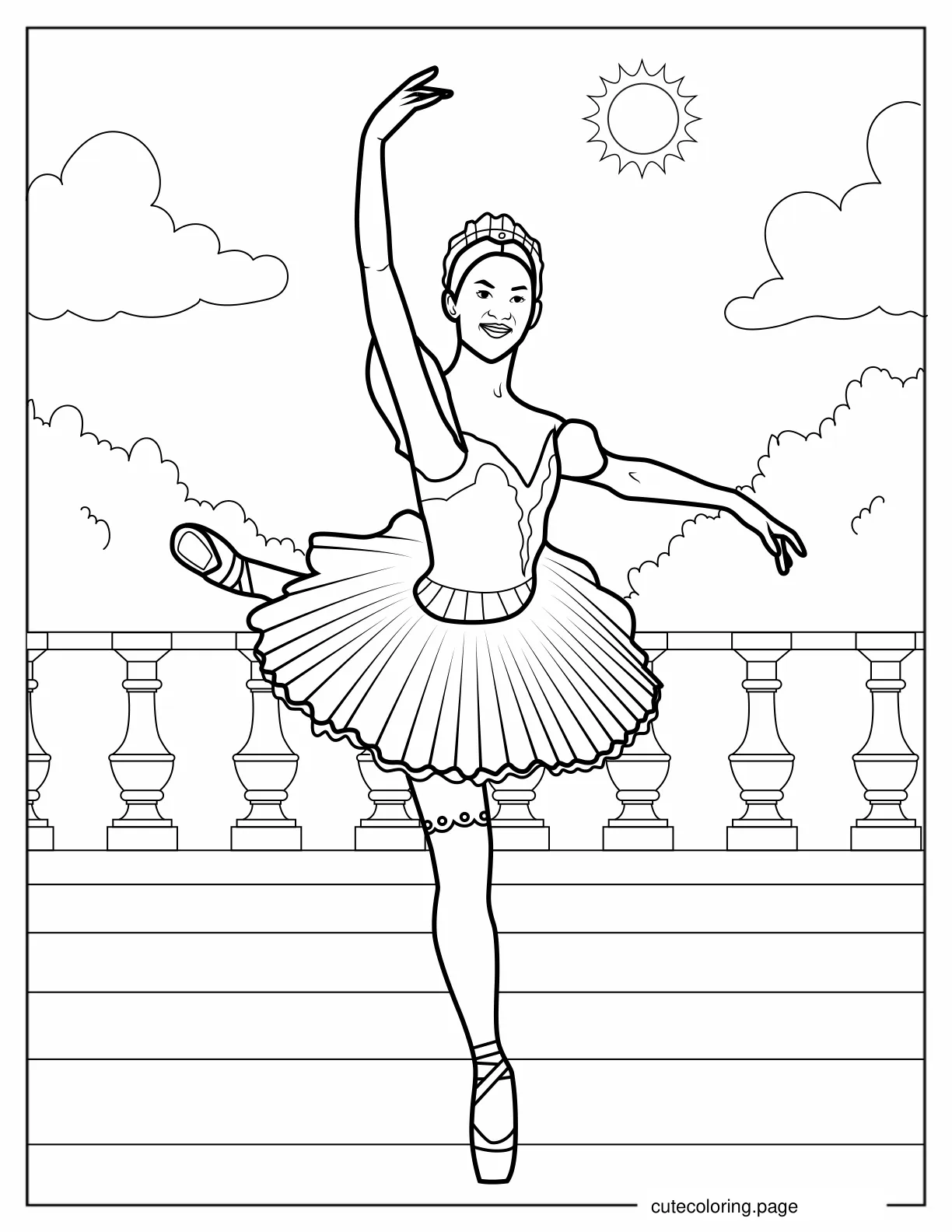 Ballerina Dancing Coloring Page coloring page