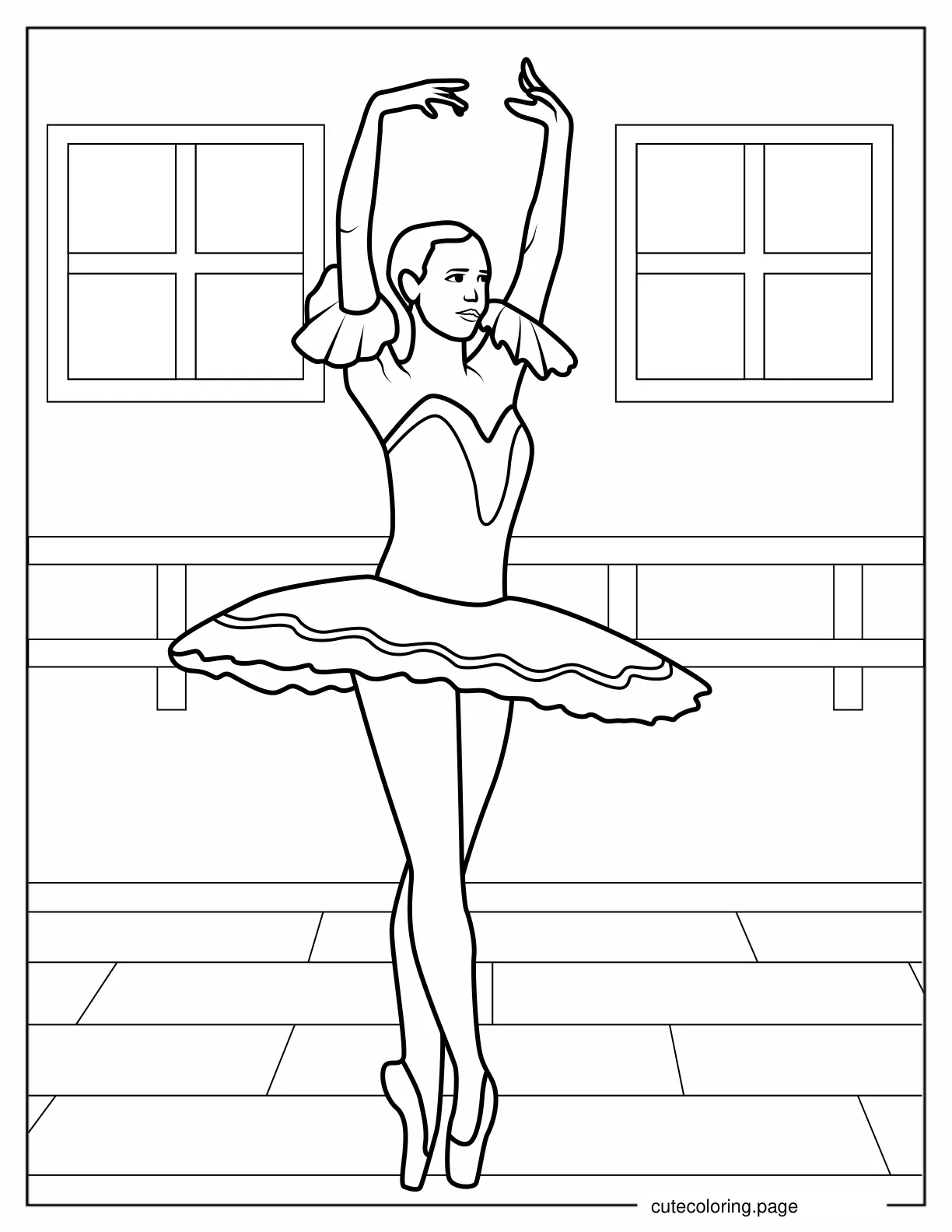 Ballerina Standing On Toes To Color coloring page