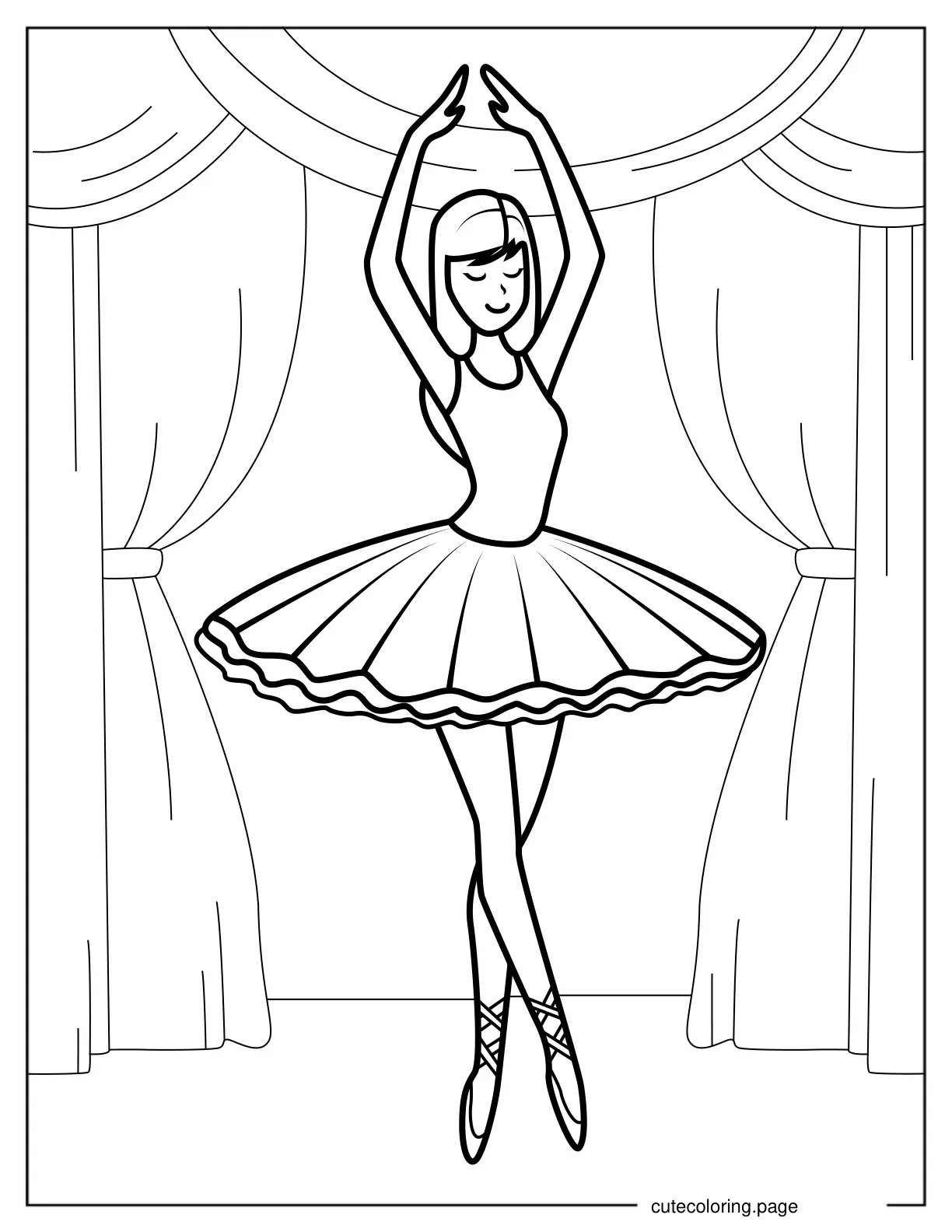 Ballerina Standing On Toes With Arms Above Head coloring page