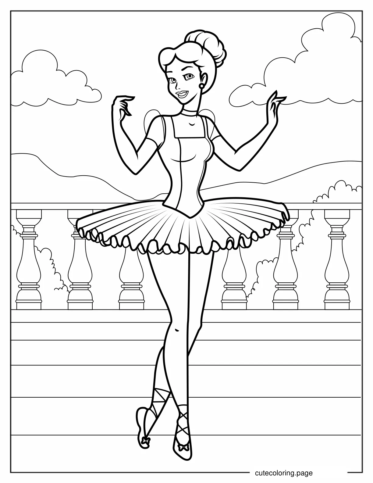 Cinderella Ballerina Coloring Page coloring page