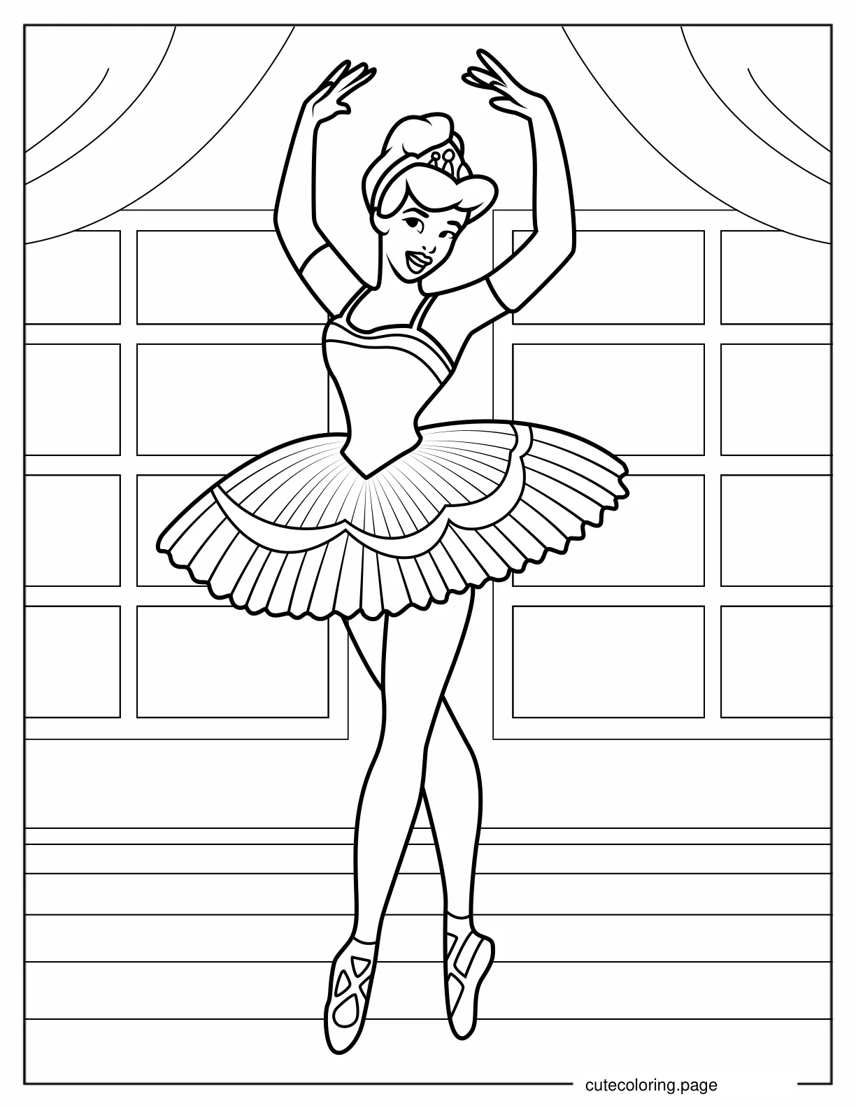 Coloring Page Of Cinderella As a Ballerina coloring page