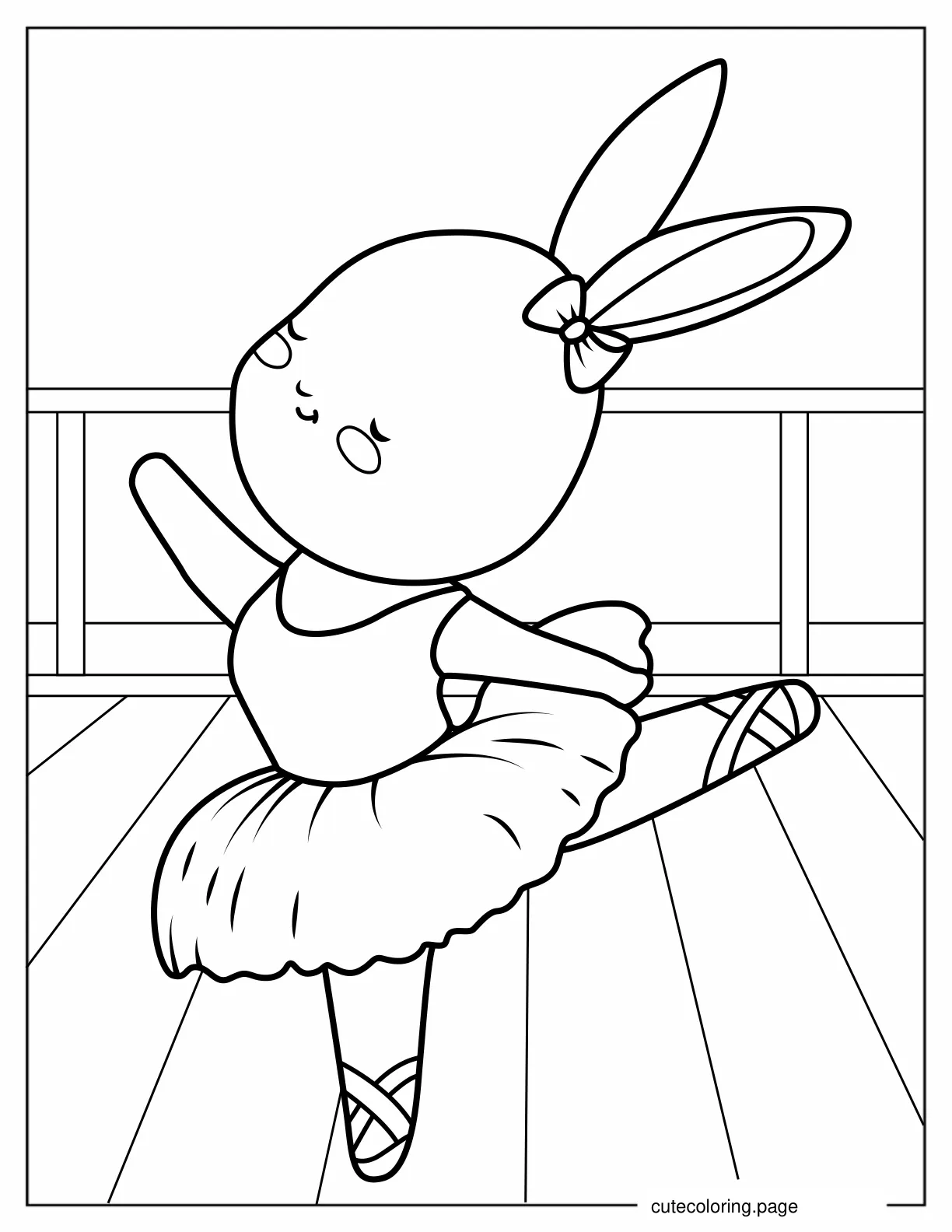 Cute Bunny Doing Ballet Coloring Page coloring page