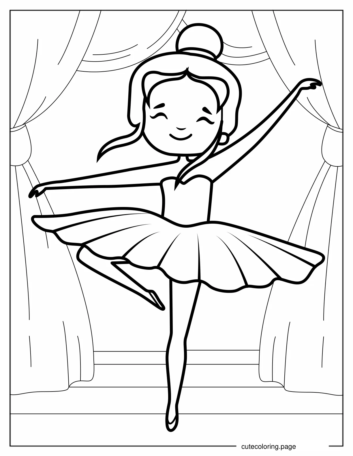 Happy Ballerina Dancing During a Performance coloring page