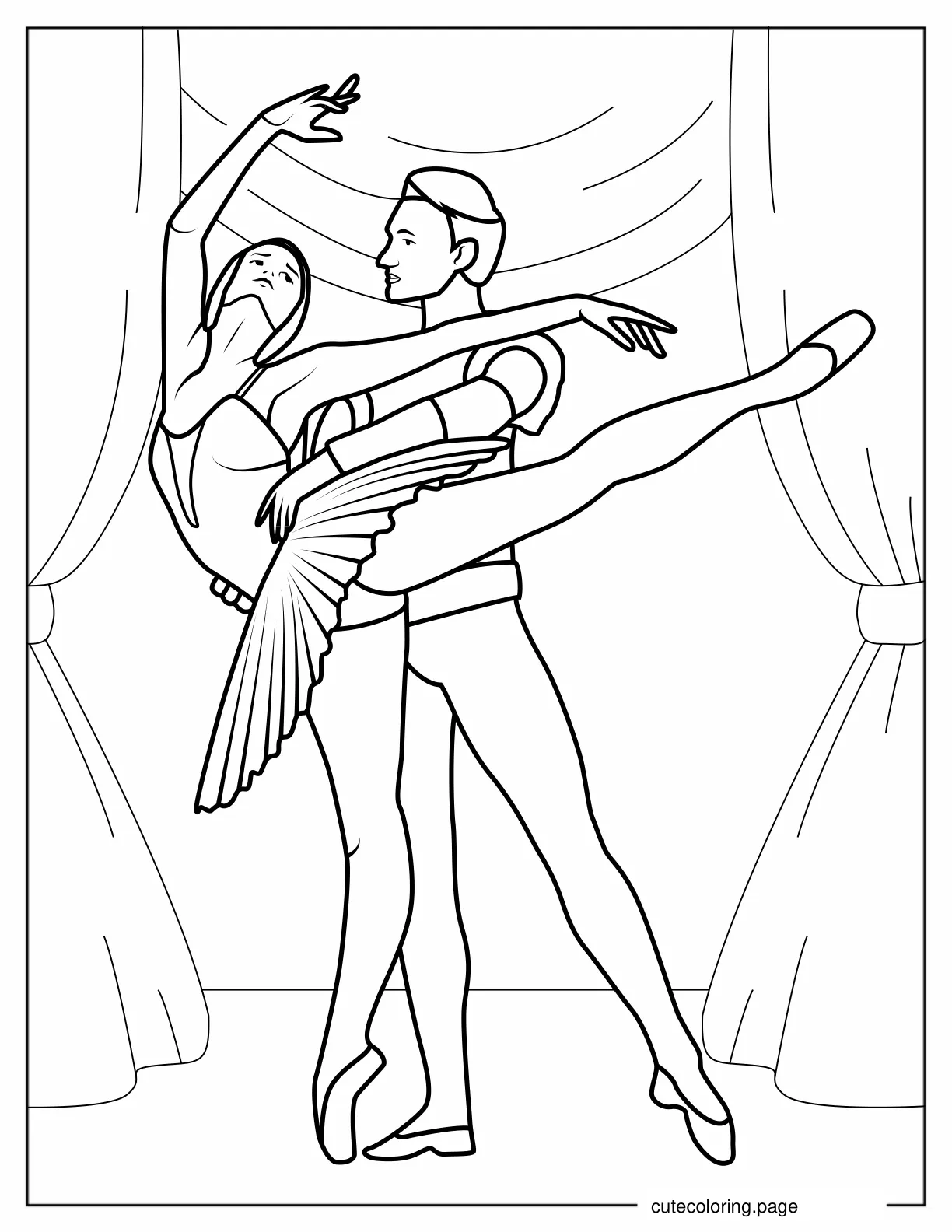 Male And Female Ballerinas To Color coloring page