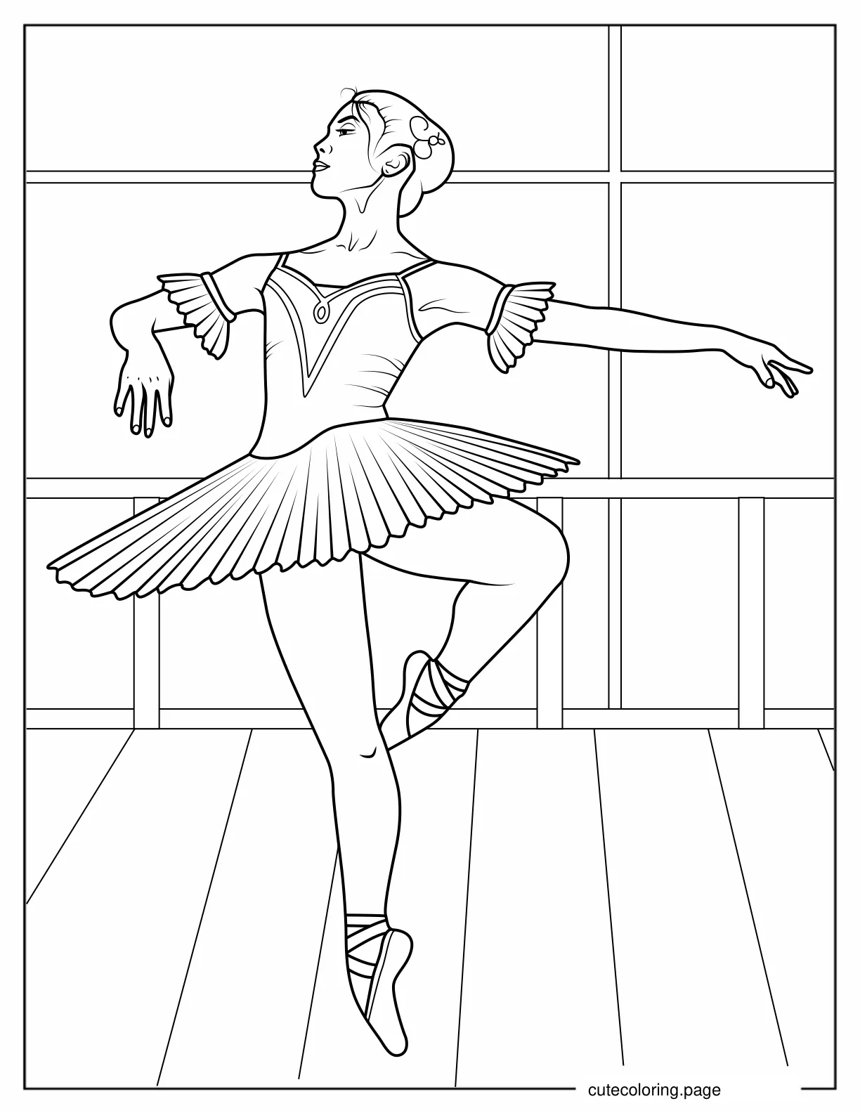 Realistic Ballerina Coloring Page coloring page