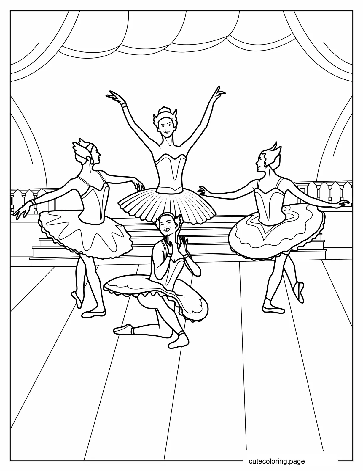 Swan Lake Ballerinas Coloring Page coloring page