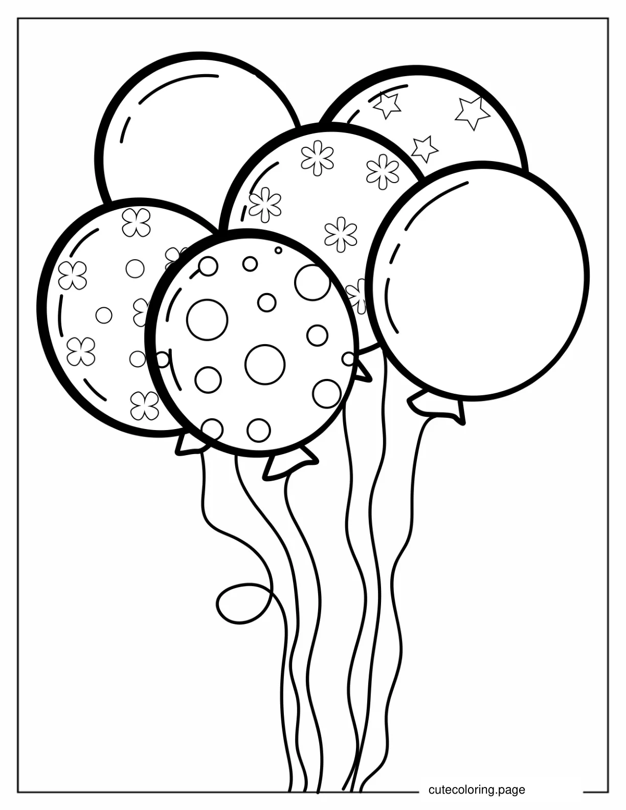 Assorted Balloons To Color For Kids coloring page