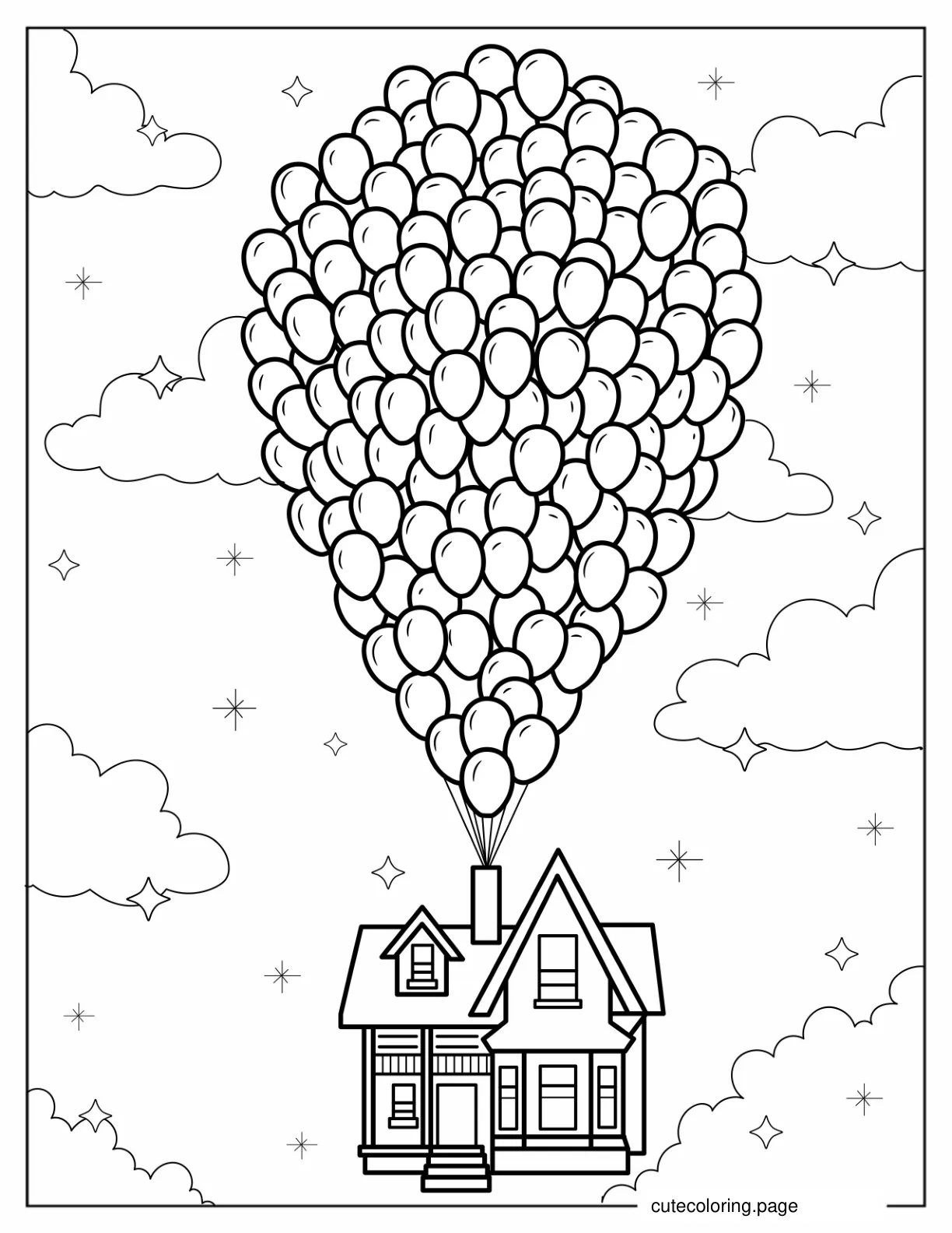 Balloon House From Pixar Movie Up To Color coloring page