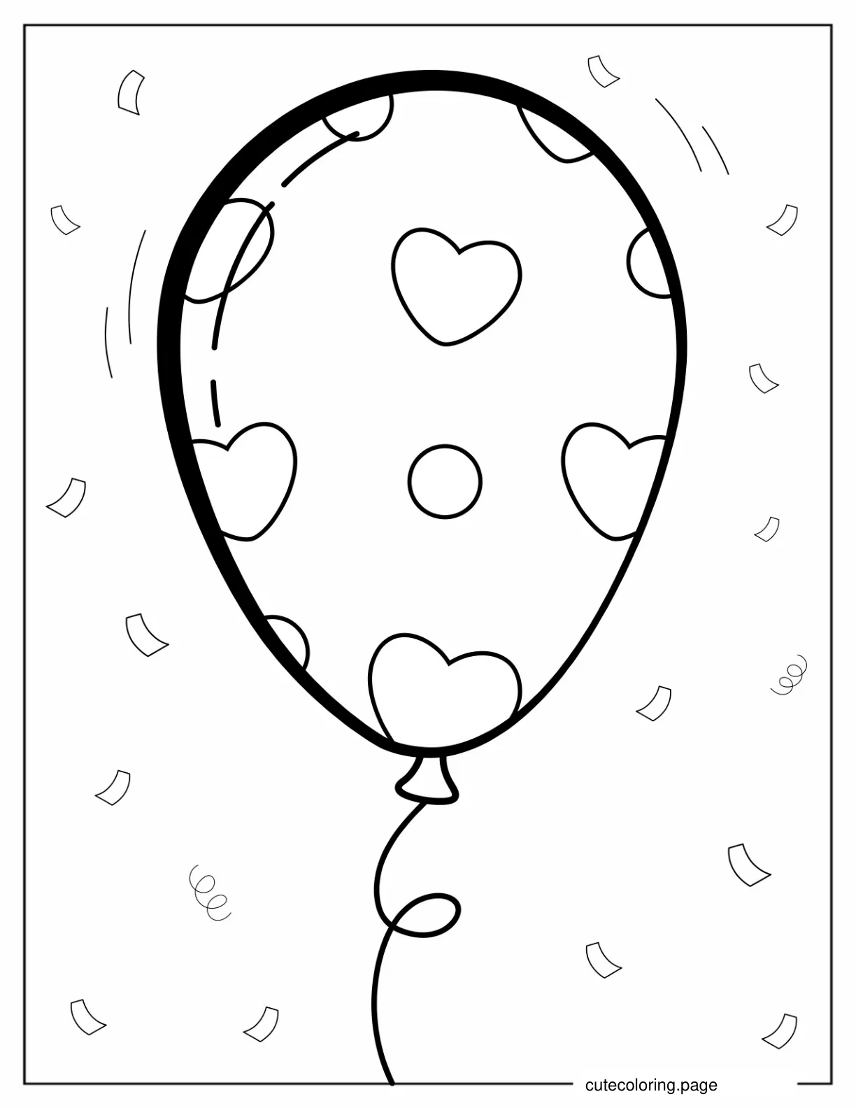 Balloon With Love Hearts To Color coloring page