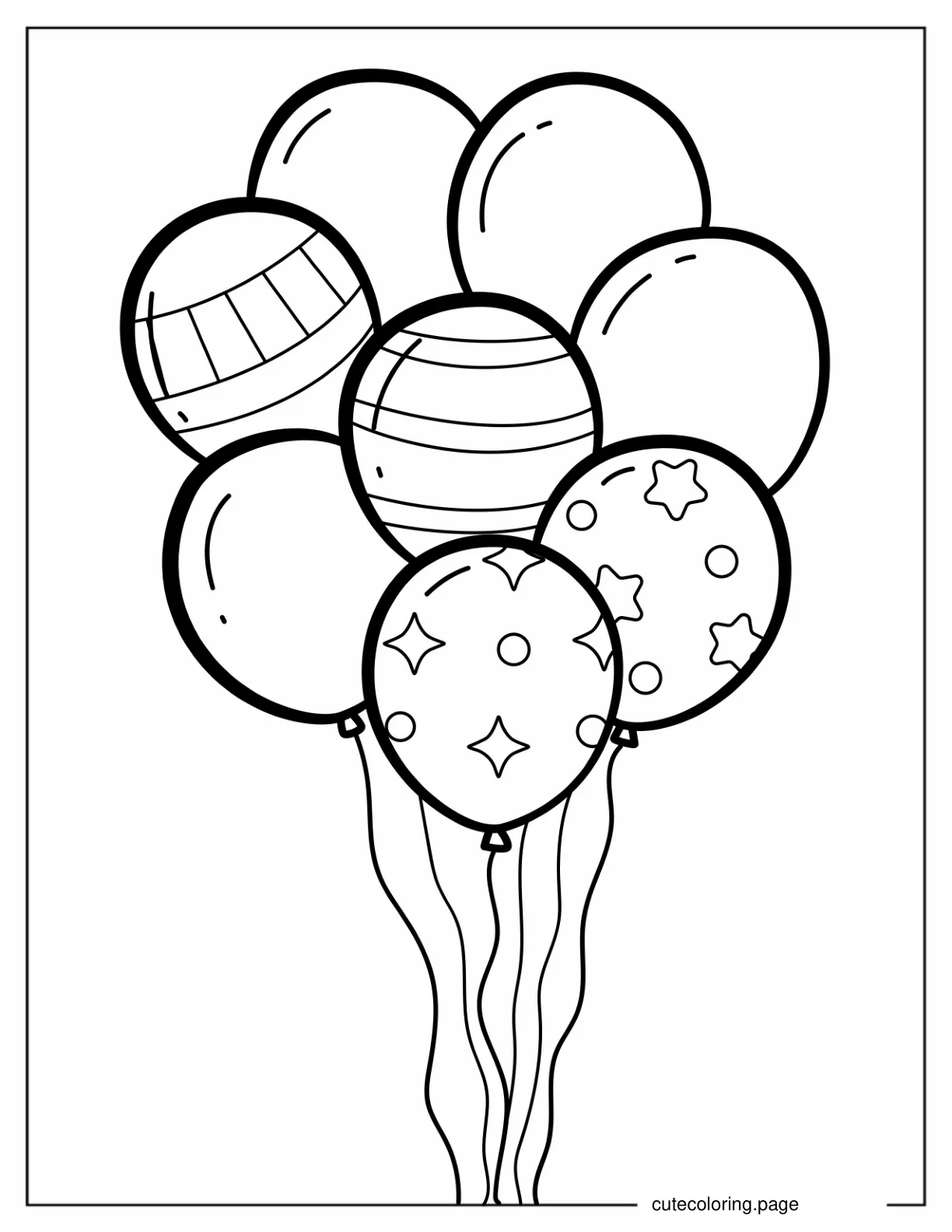 Bunch Of Party Balloons coloring page