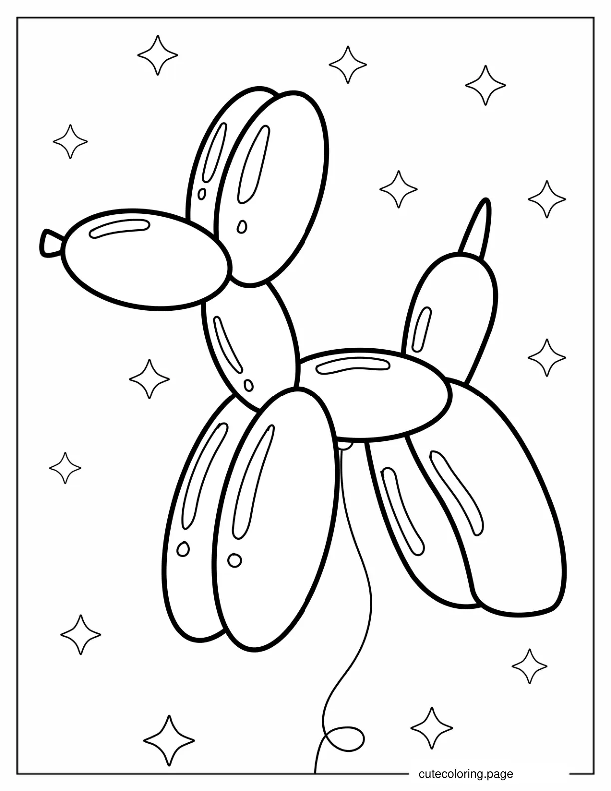 Dog Shaped Balloon To Color coloring page