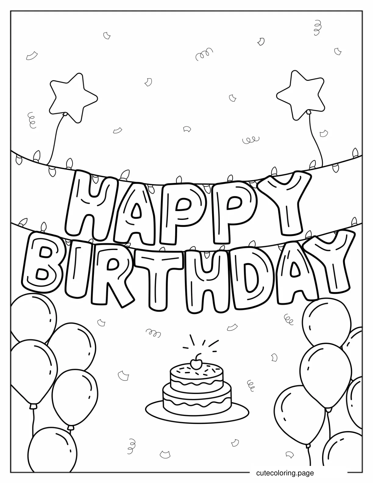 Happy Birthday Letter Balloons To Color coloring page