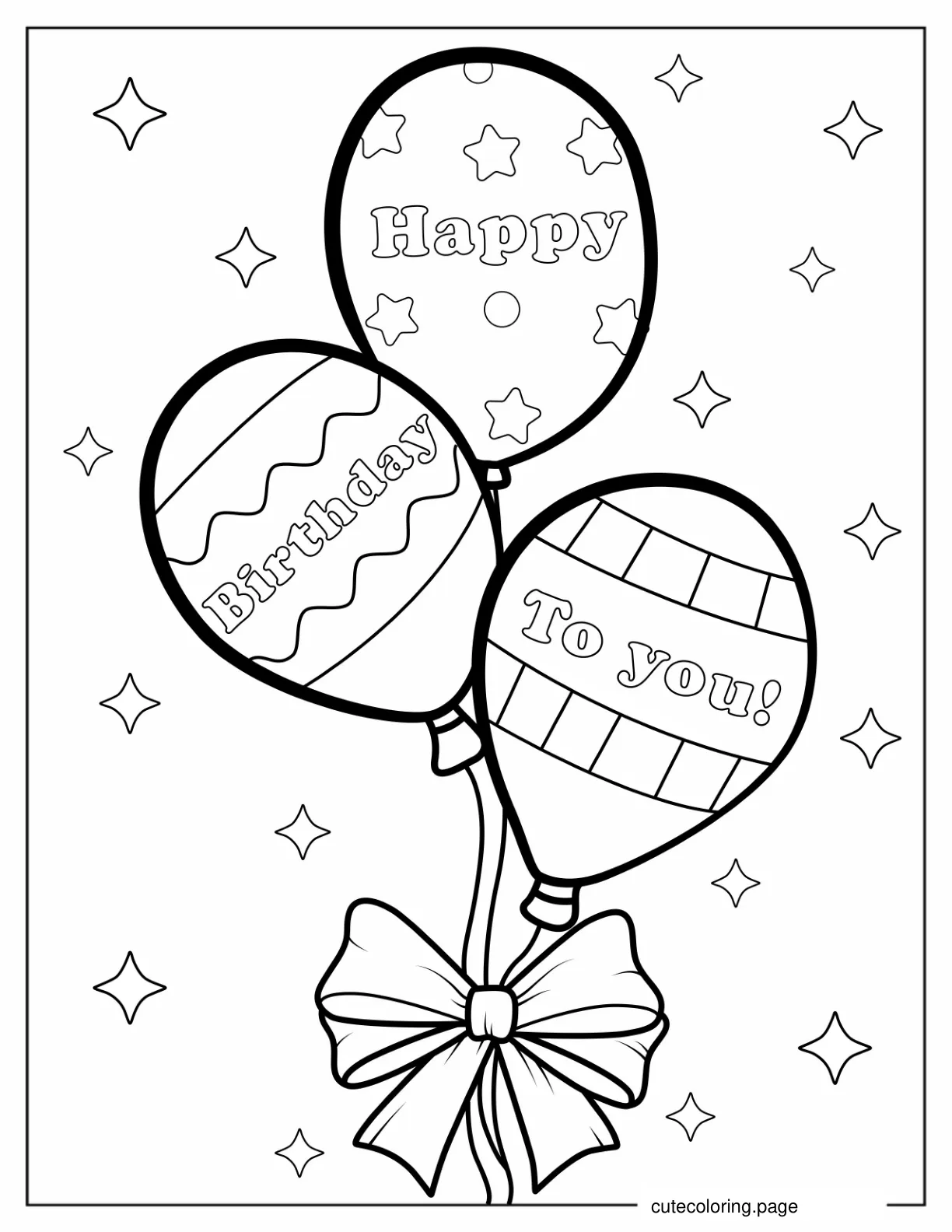 Happy Birthday To You Balloons To Color coloring page