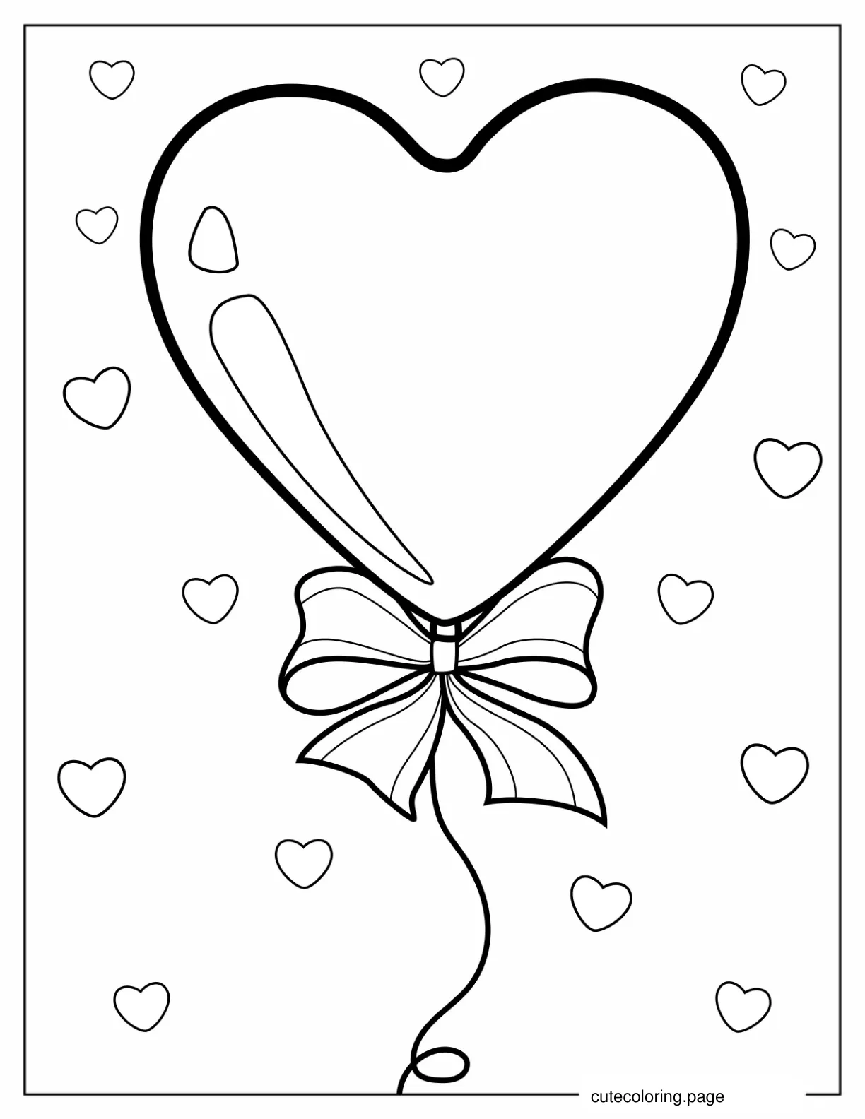 Valentines Day Love Heart Balloon To Color coloring page