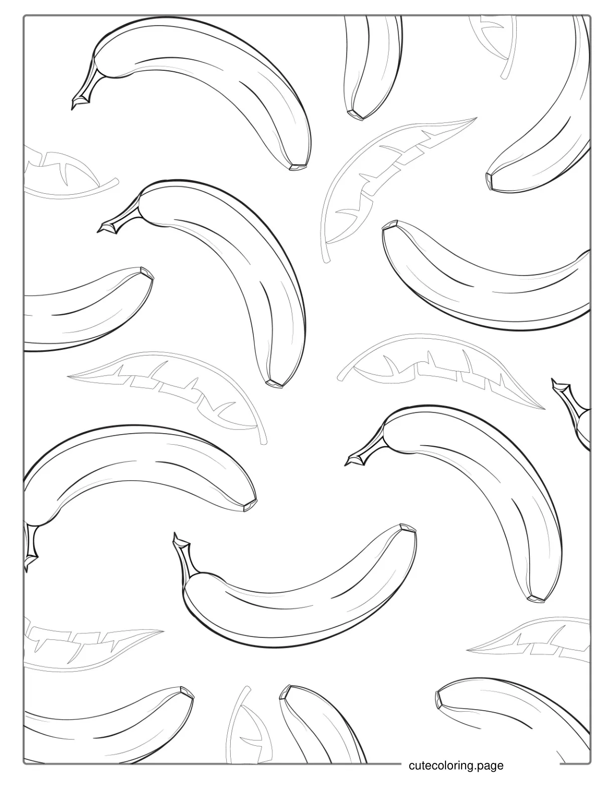 Banana With Leaves Coloring Sheet coloring page