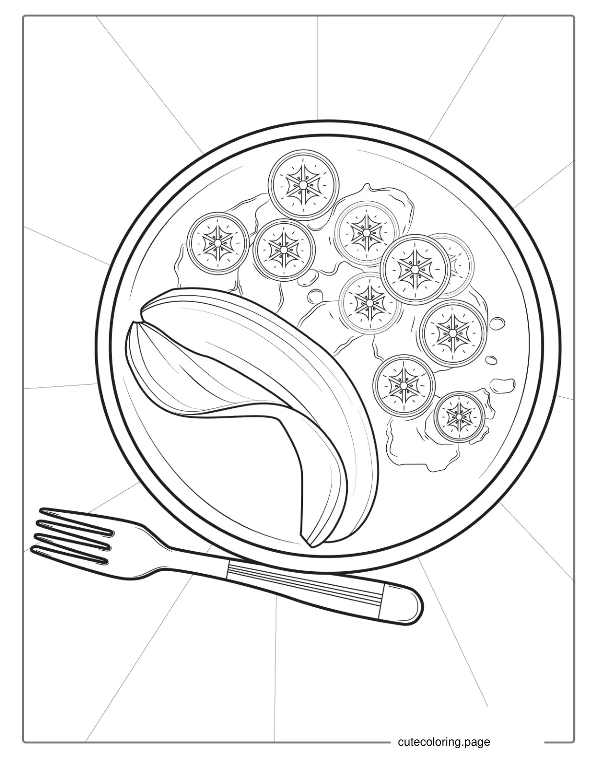 Chopped Banana With Maple Syrup To Color coloring page