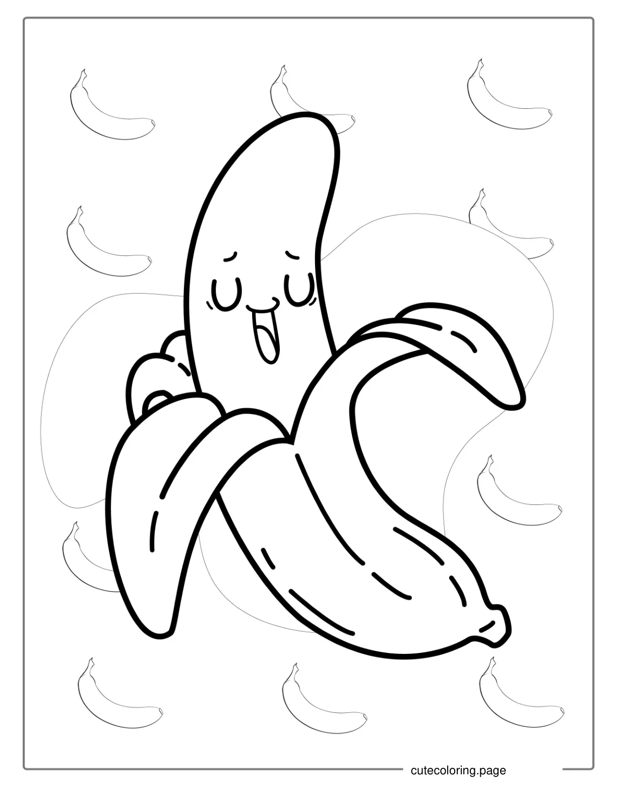 Cute Smiling Kawaii Banana Coloring coloring page